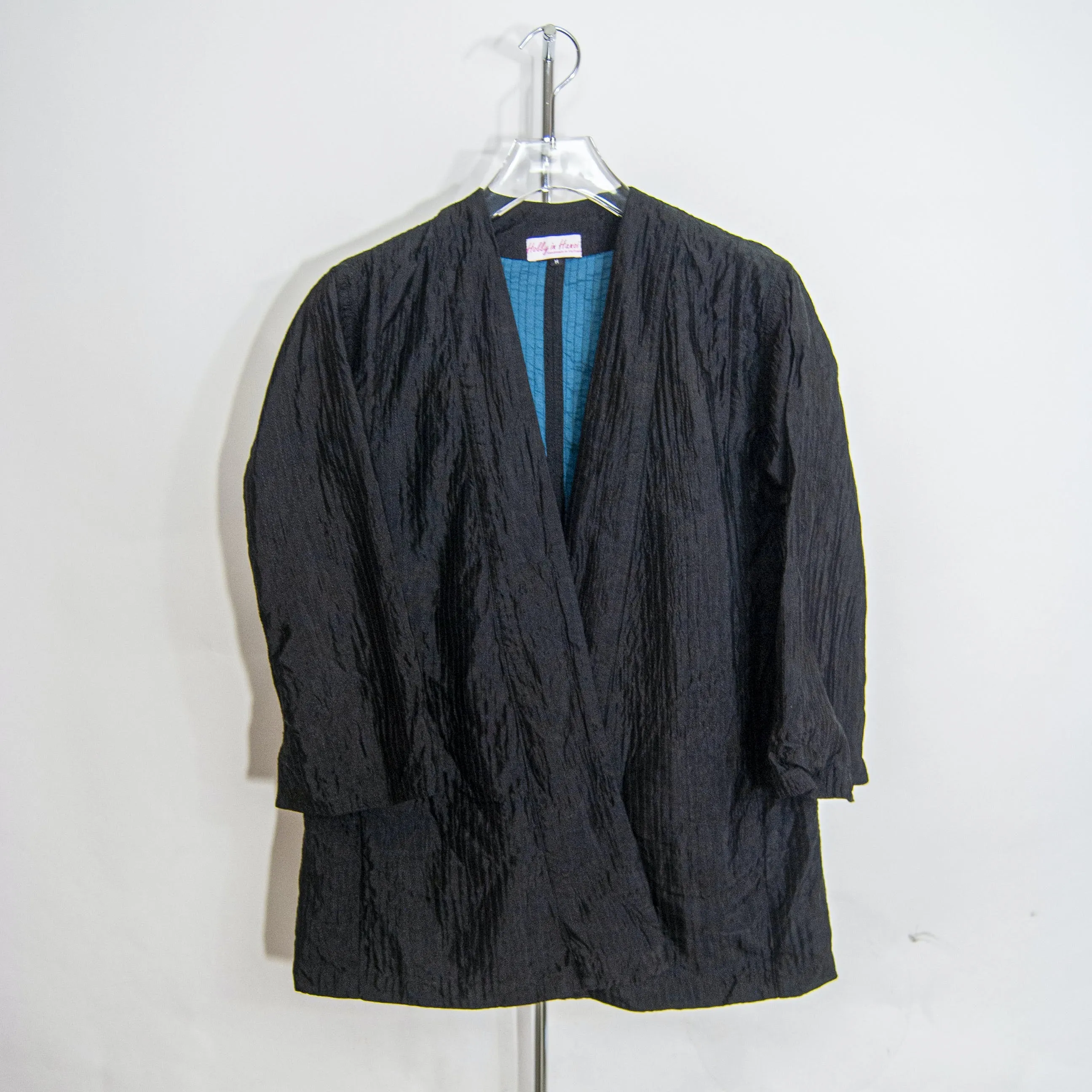 00's Black Textured Kimono Top by Holly in Hanoi