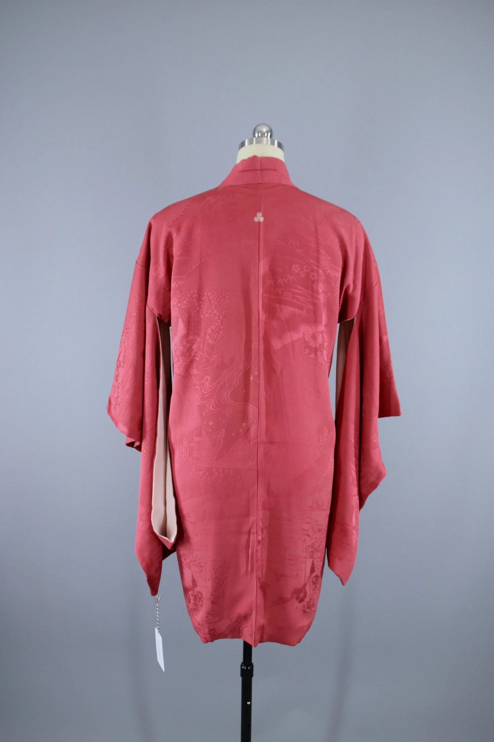 1940s Vintage Silk Haori Kimono Jacket / Dark Mauve Pink