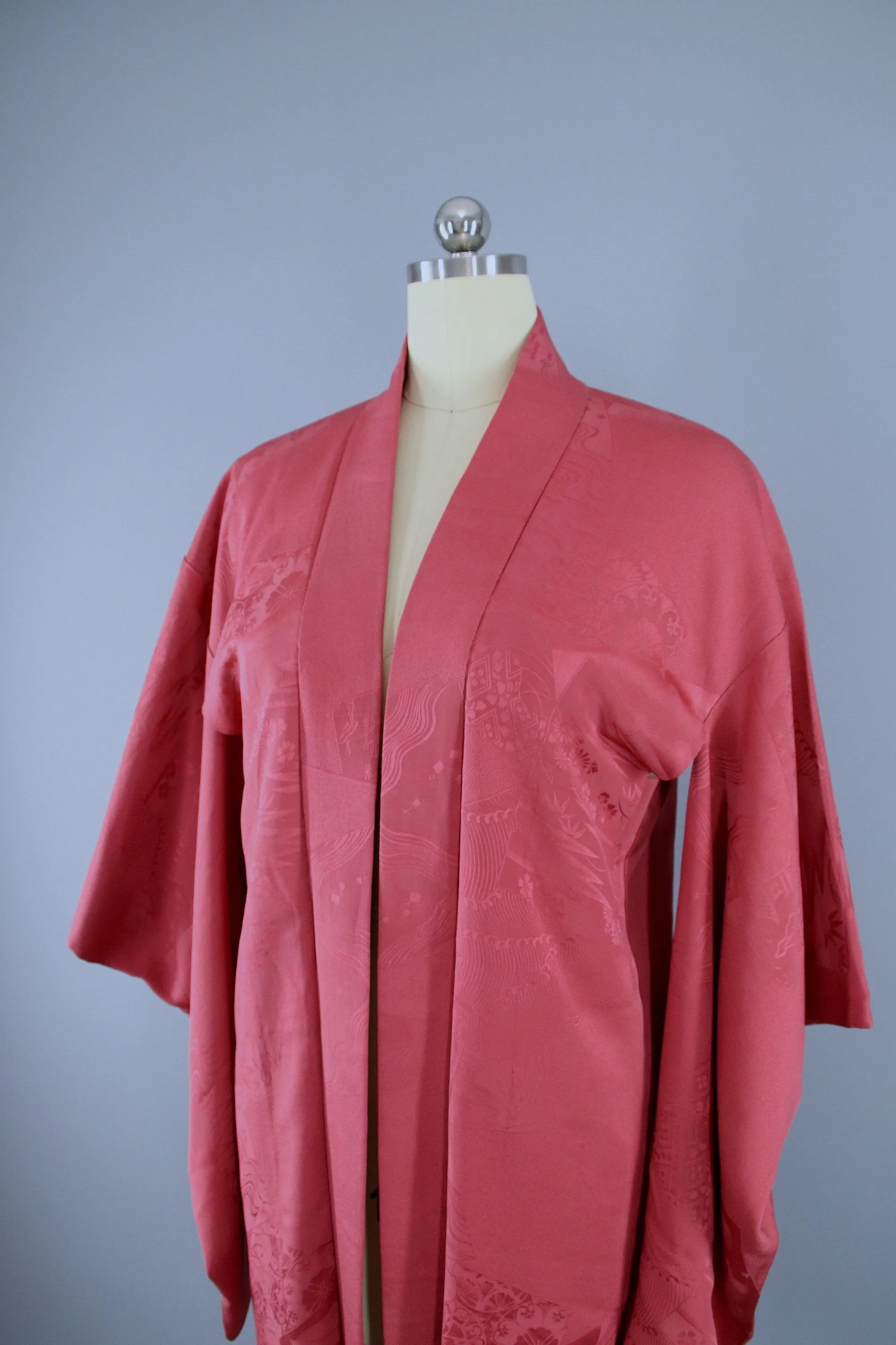 1940s Vintage Silk Haori Kimono Jacket / Dark Mauve Pink