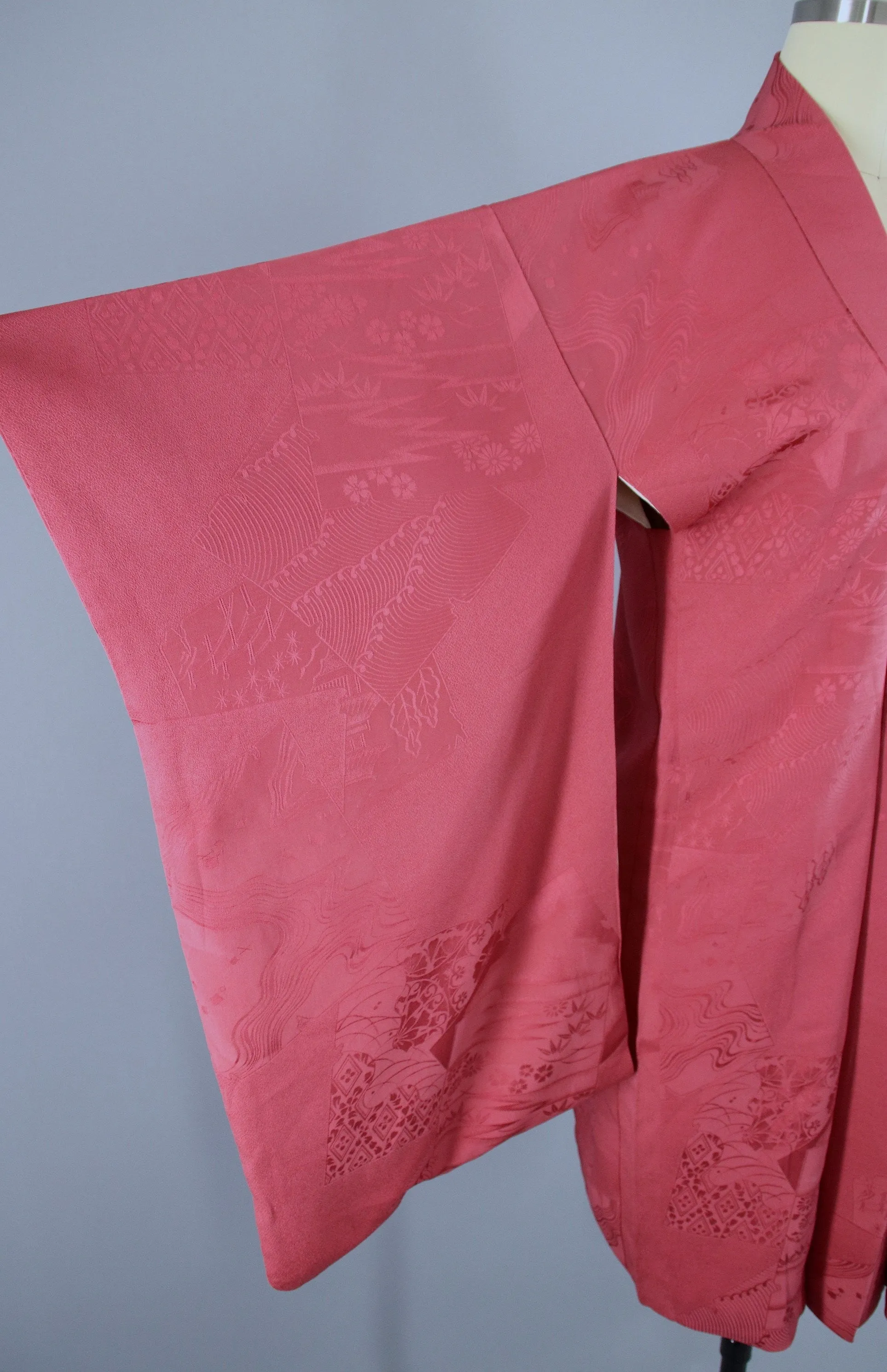1940s Vintage Silk Haori Kimono Jacket / Dark Mauve Pink