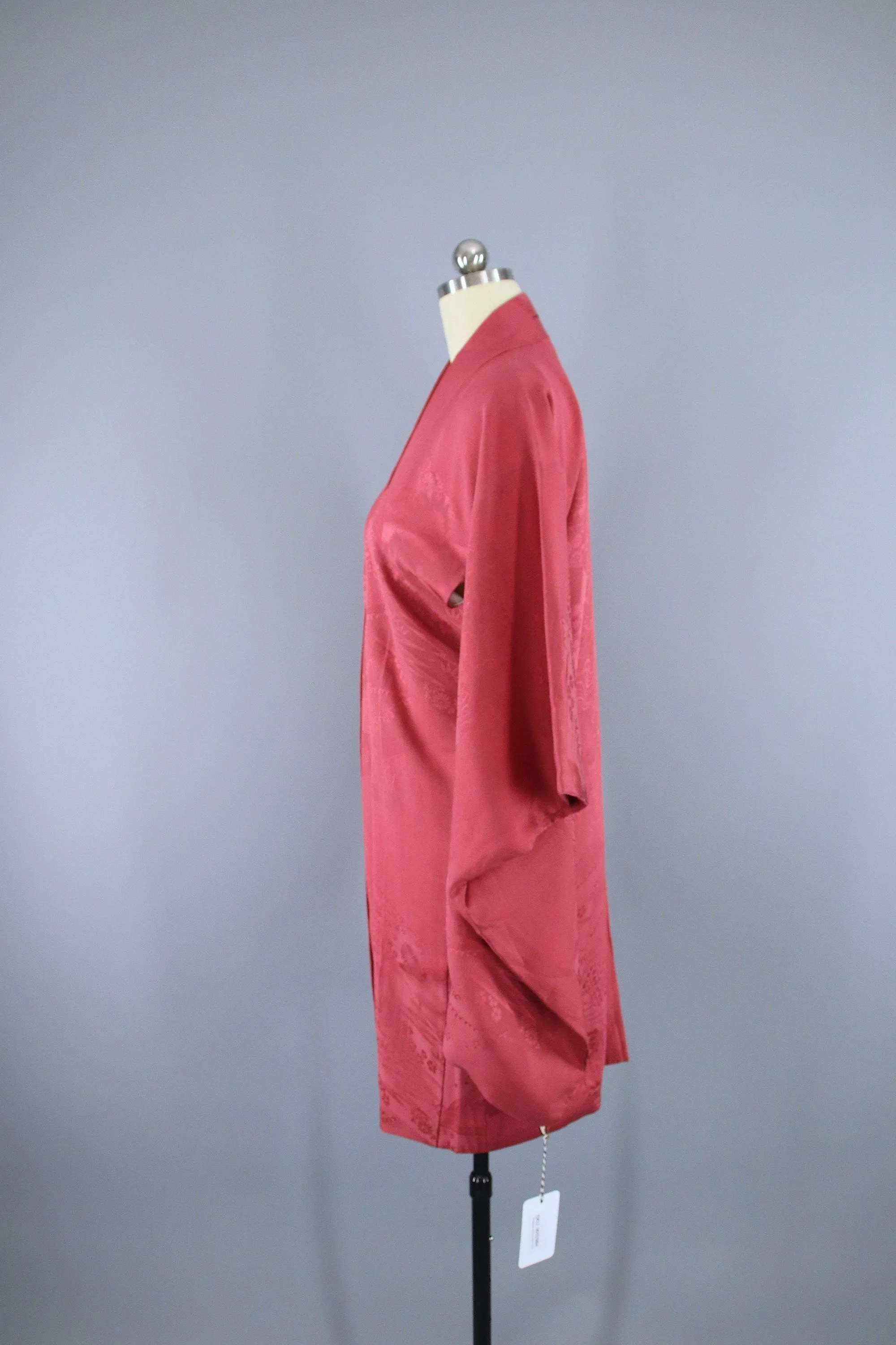 1940s Vintage Silk Haori Kimono Jacket / Dark Mauve Pink