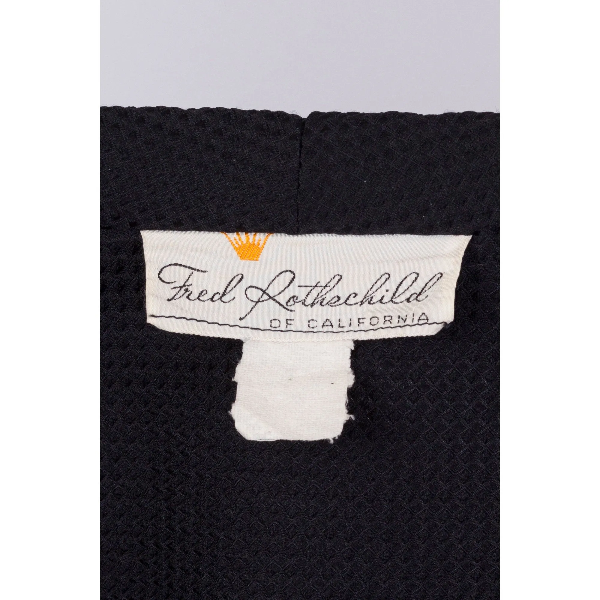 70s Fred Rothschild Black & White Waffle Textured Dress - Medium