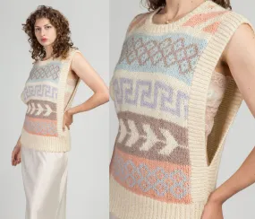 80s 90s Hand Knit Low Armhole Sweater - Medium