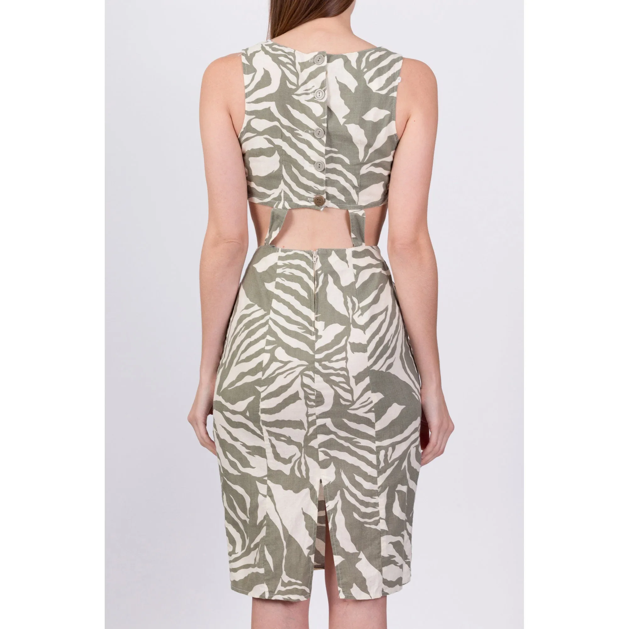 80s Cut Out Abstract Print Sundress - Small