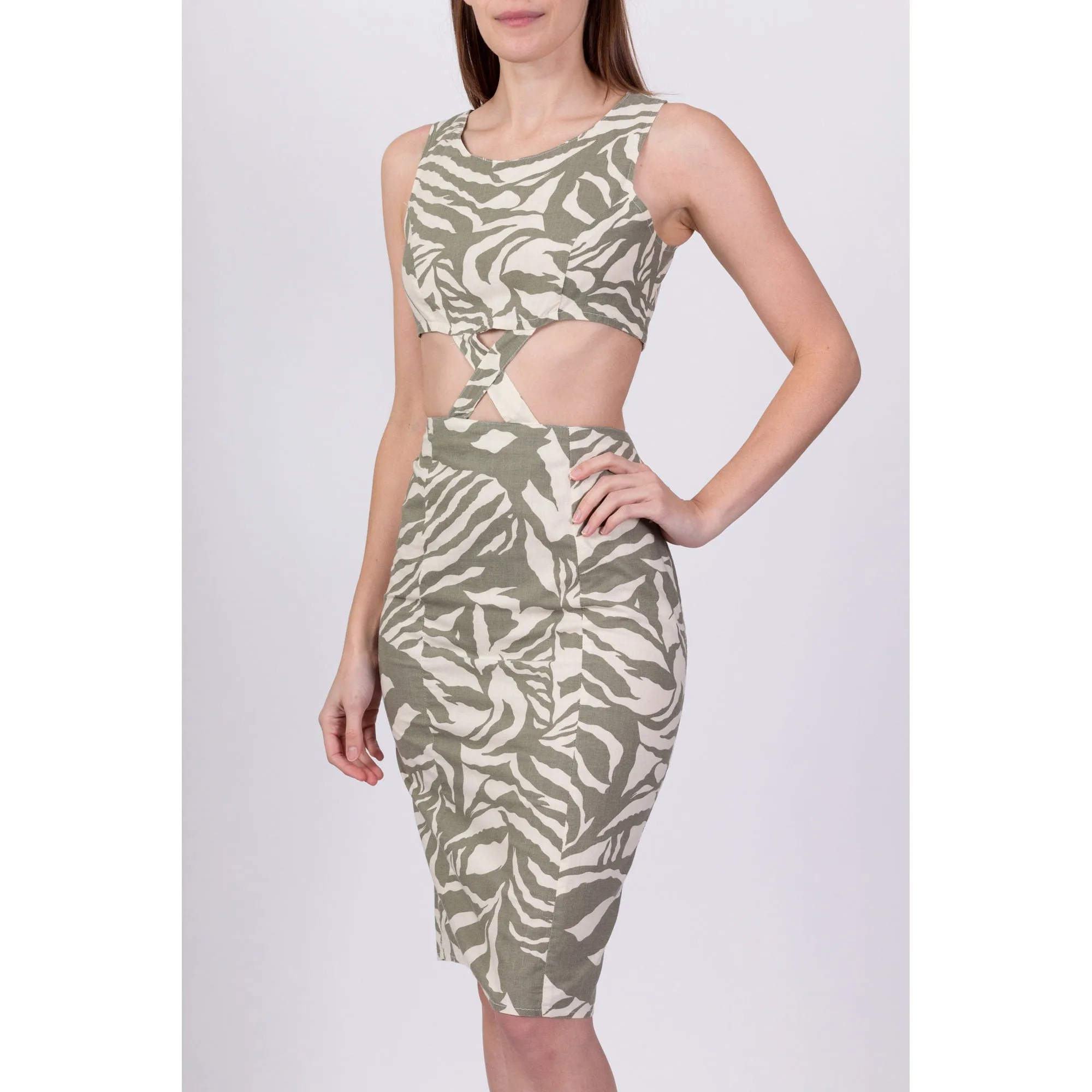 80s Cut Out Abstract Print Sundress - Small