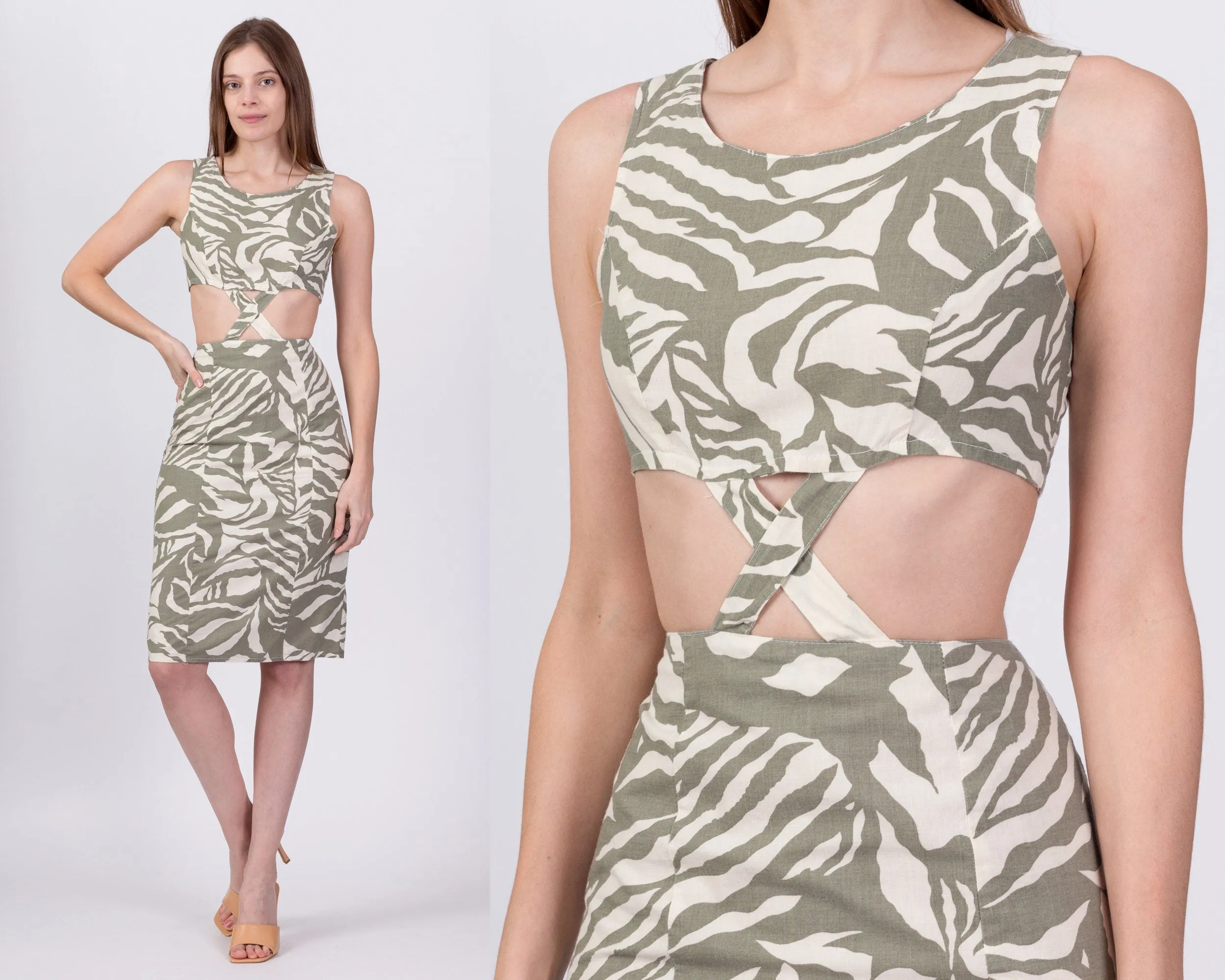 80s Cut Out Abstract Print Sundress - Small