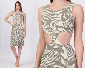 80s Cut Out Abstract Print Sundress - Small