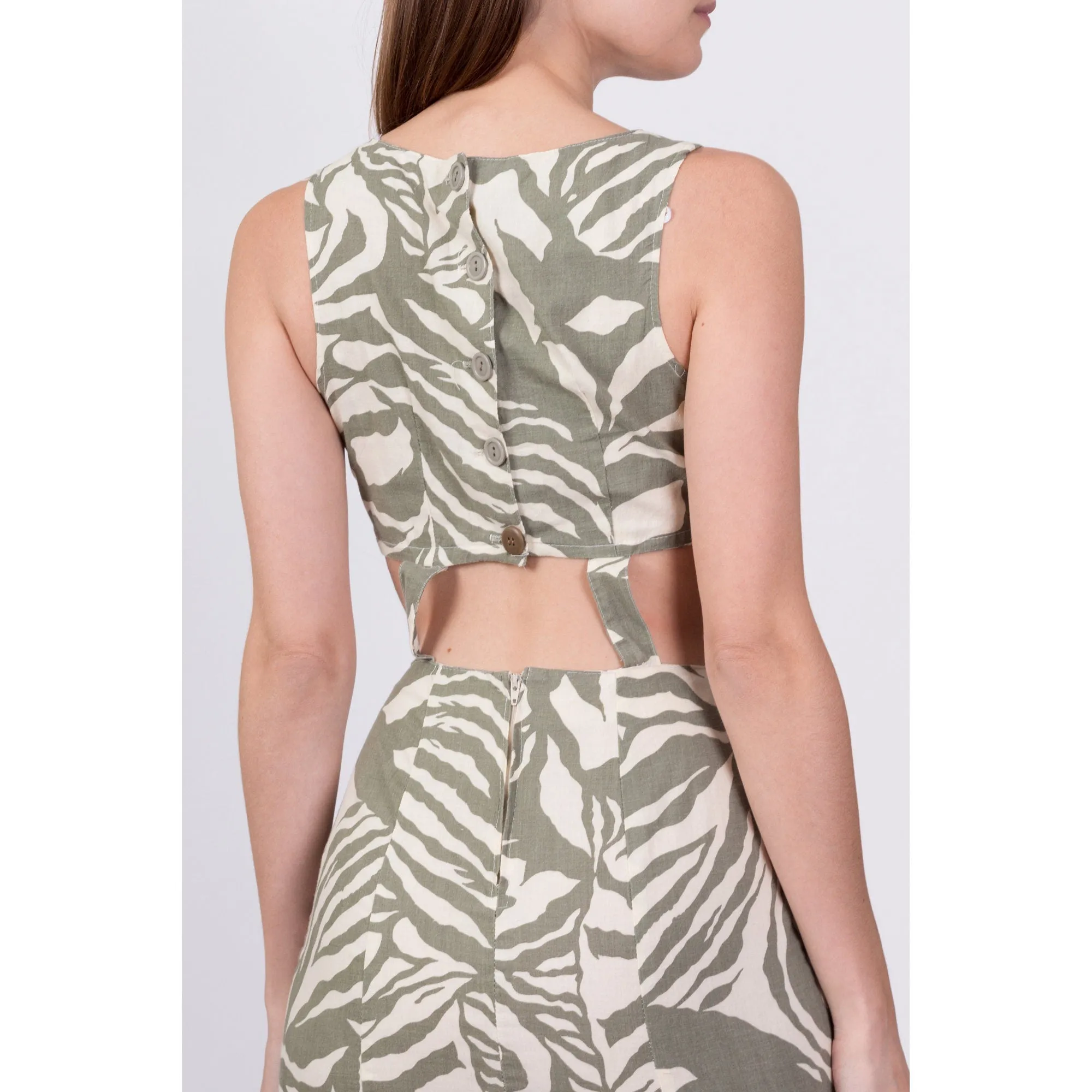 80s Cut Out Abstract Print Sundress - Small