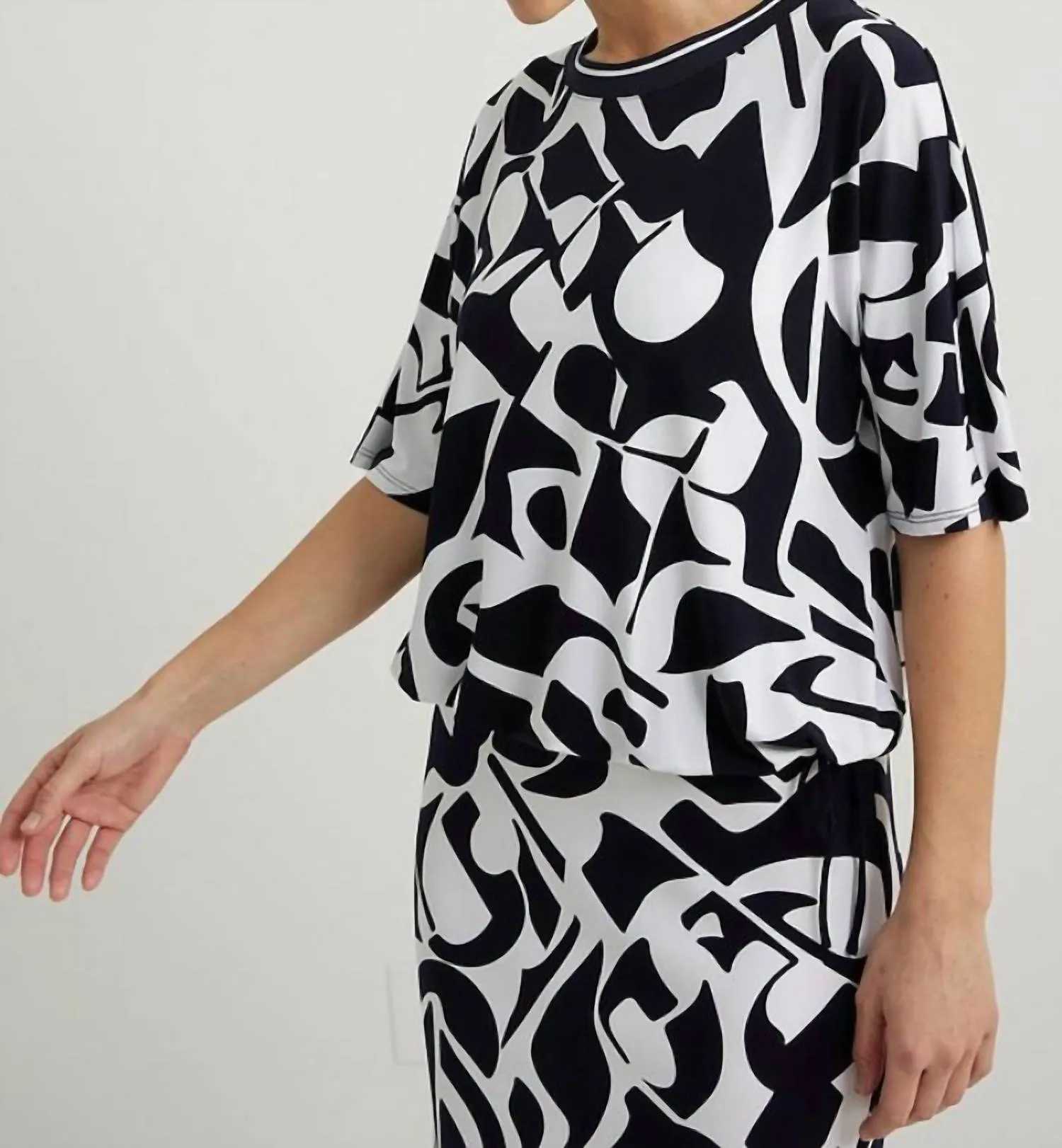 Abstract Drawstring Top
