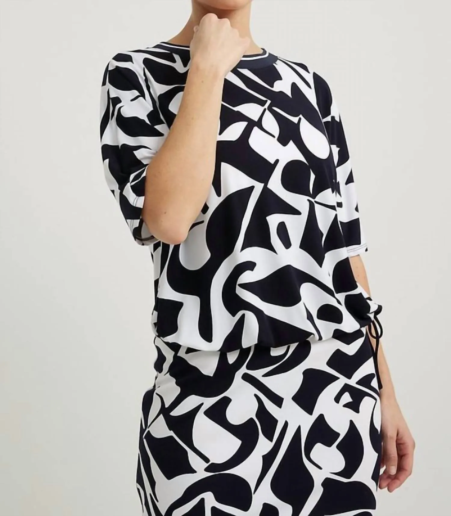 Abstract Drawstring Top
