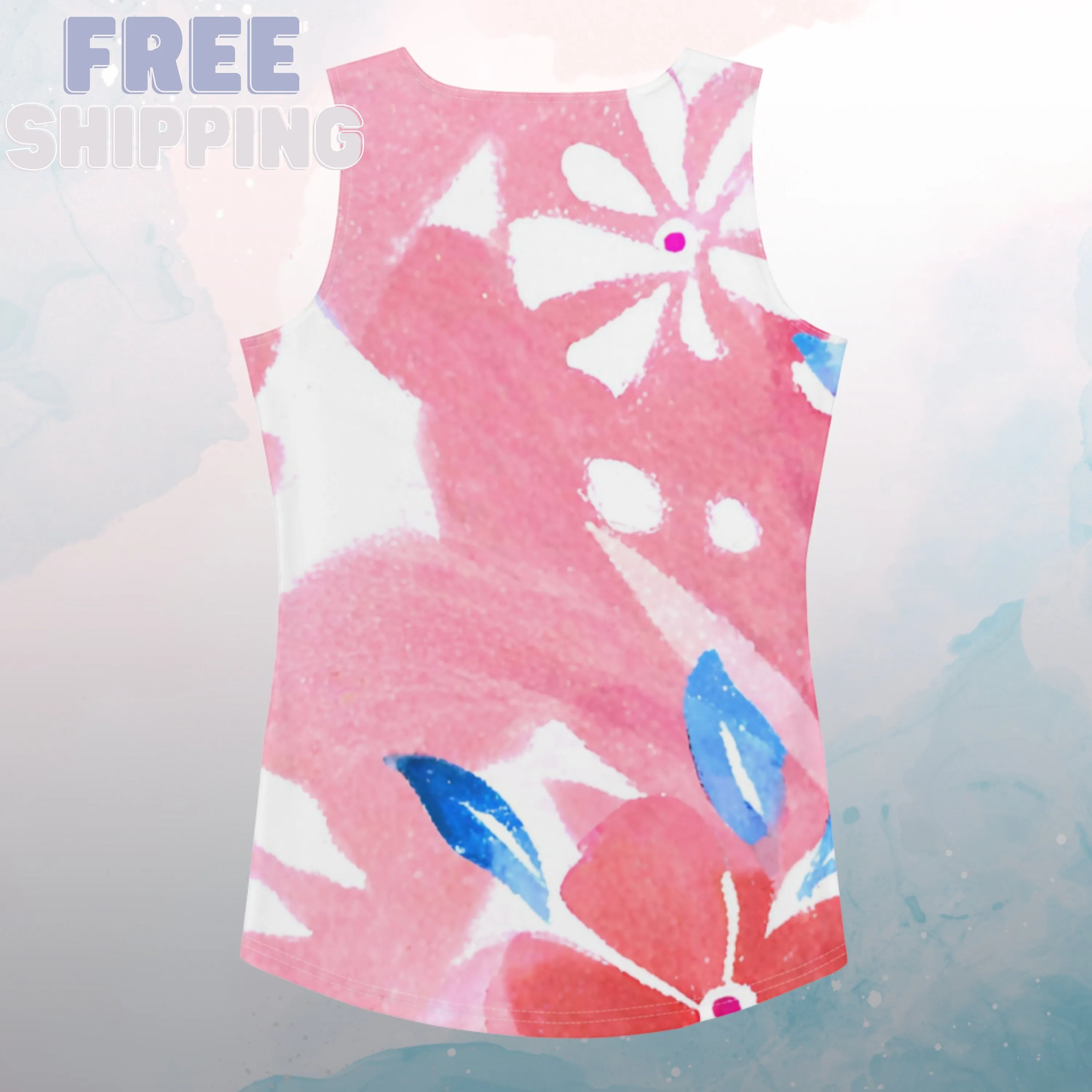 Abstract Patriotic Floral Pattern Ladies Tank Top for Summer Workouts or Walking