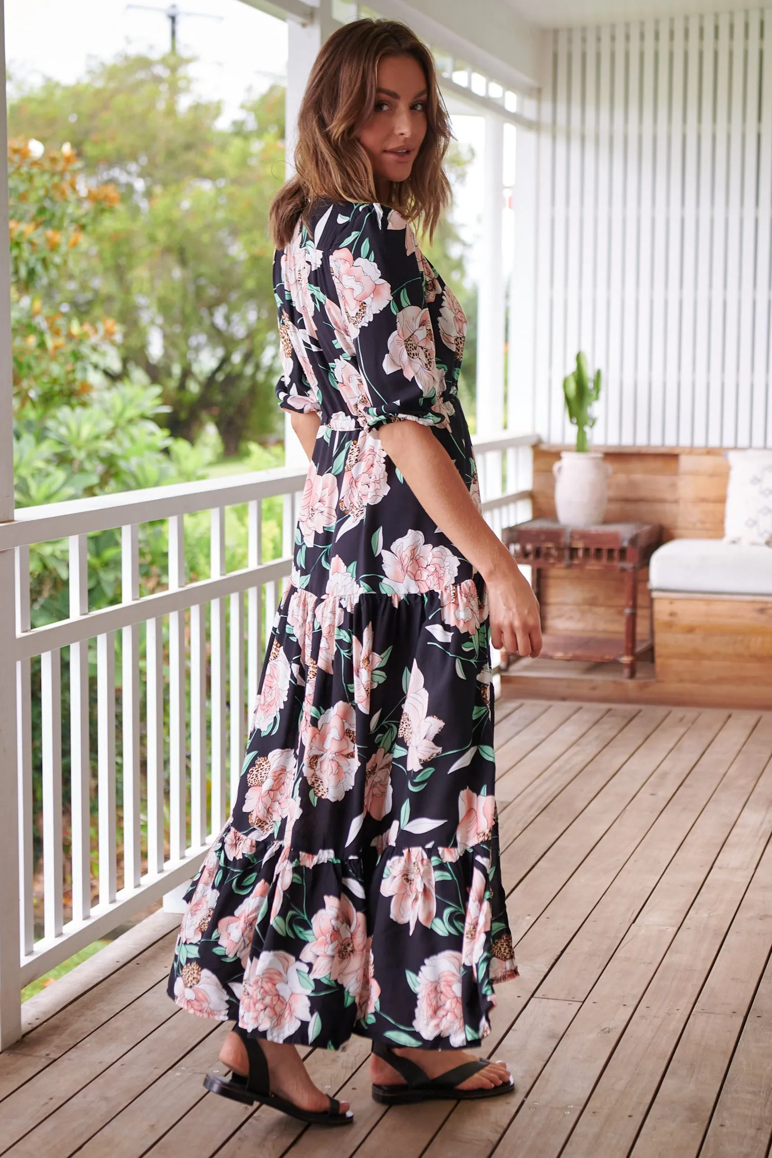 Anabel Maxi Dress - Black Floral