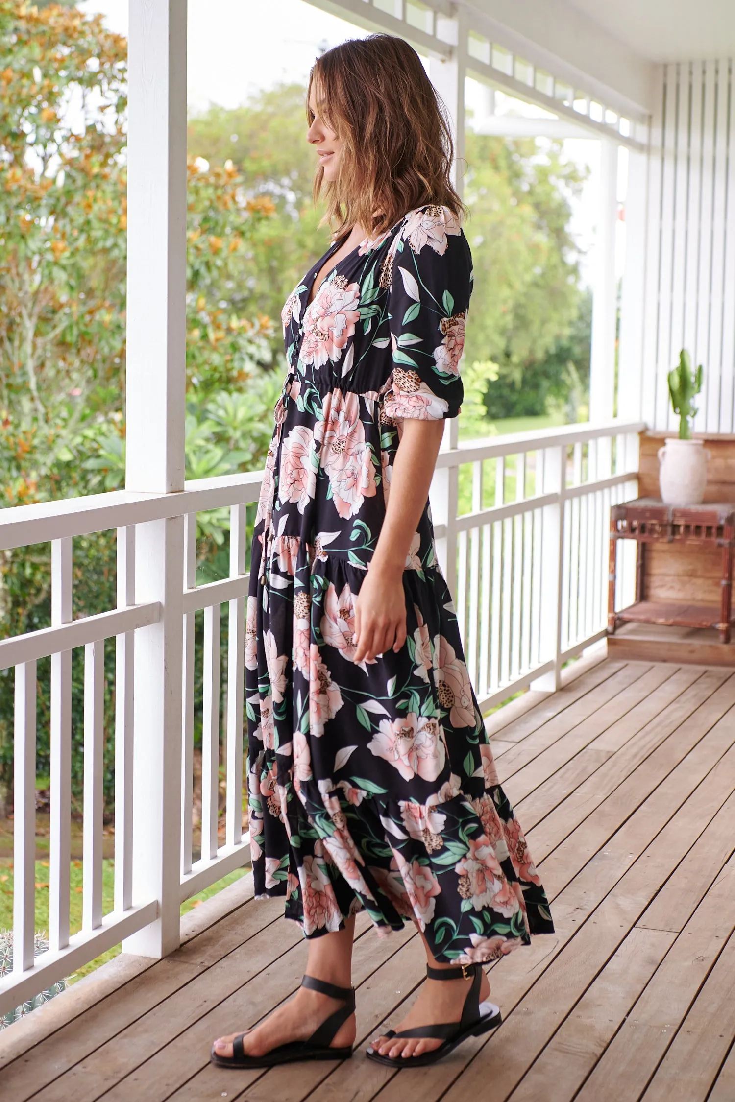 Anabel Maxi Dress - Black Floral