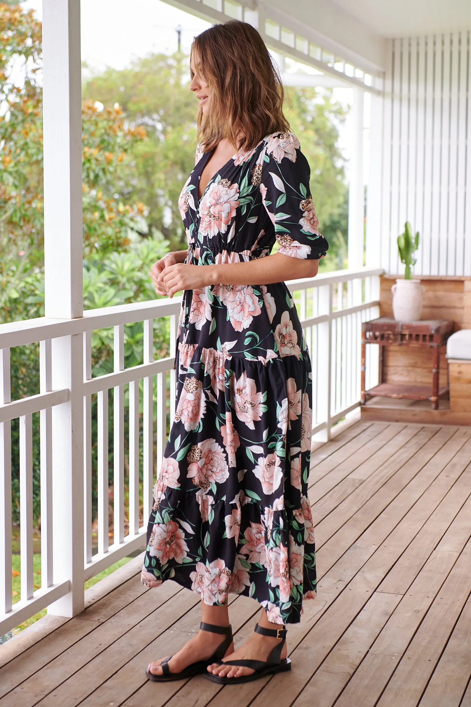 Anabel Maxi Dress - Black Floral