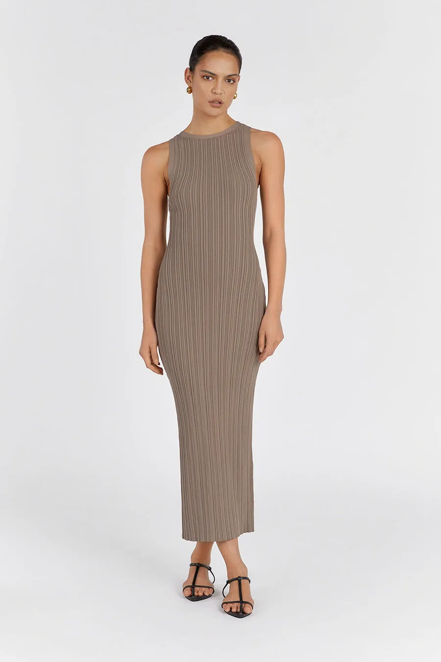 ANDERS LATTE KNIT MIDI DRESS