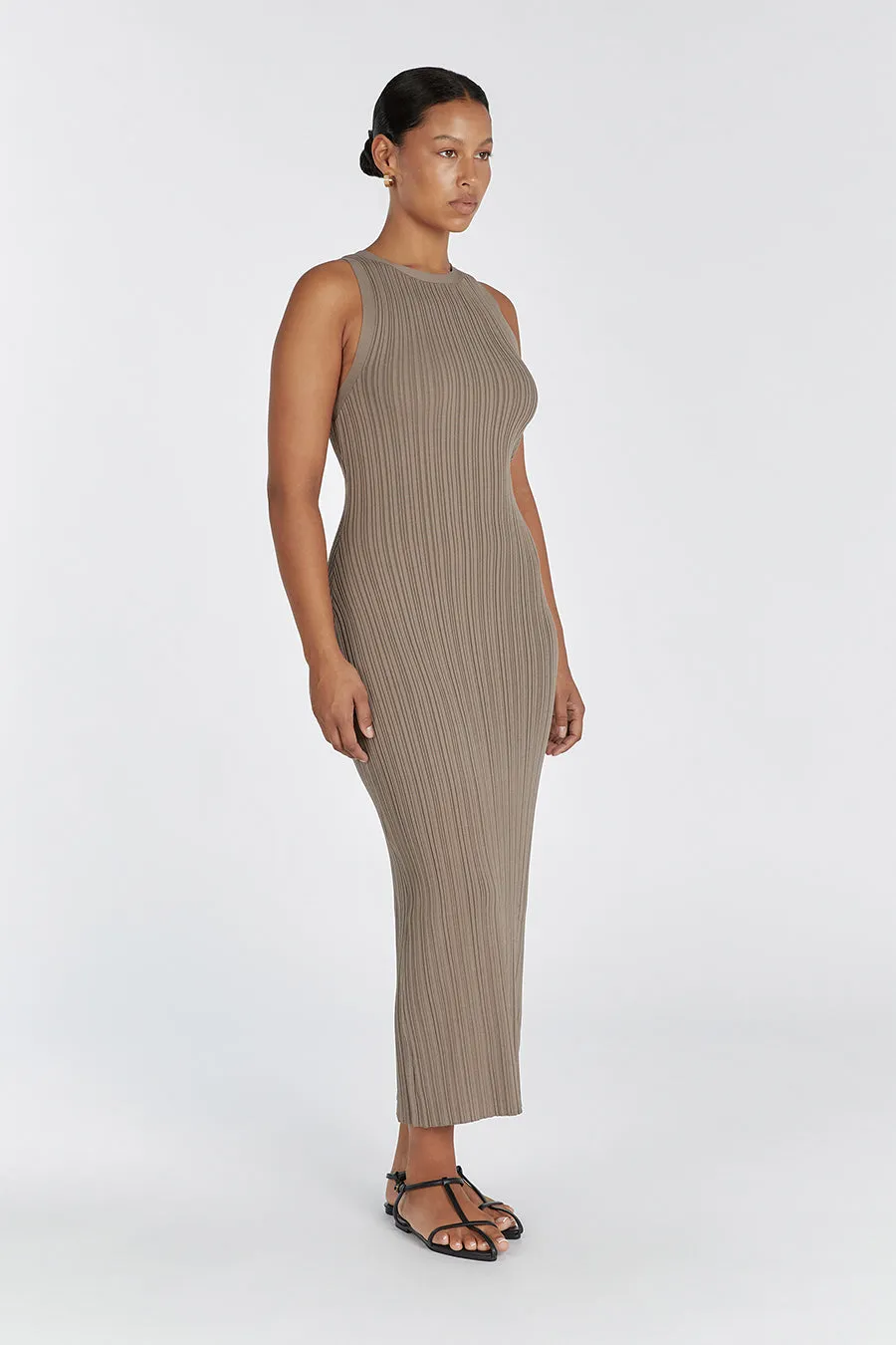 ANDERS LATTE KNIT MIDI DRESS