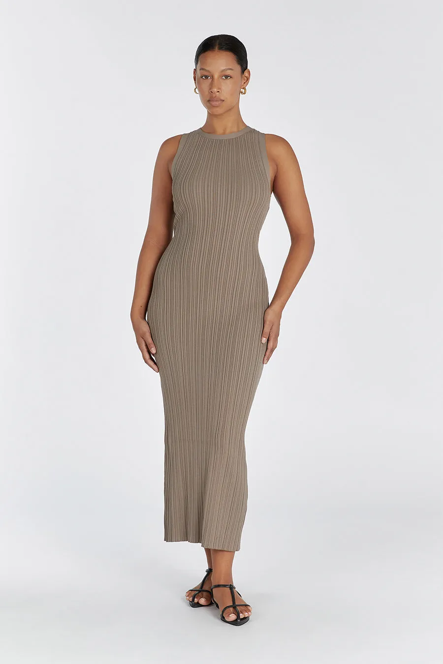 ANDERS LATTE KNIT MIDI DRESS