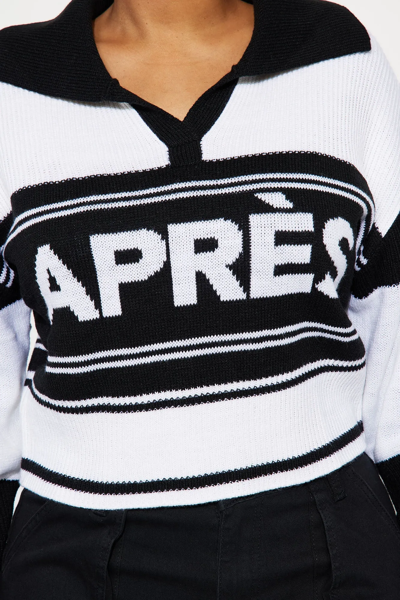 Apres Winter Polo Sweater - Black/White