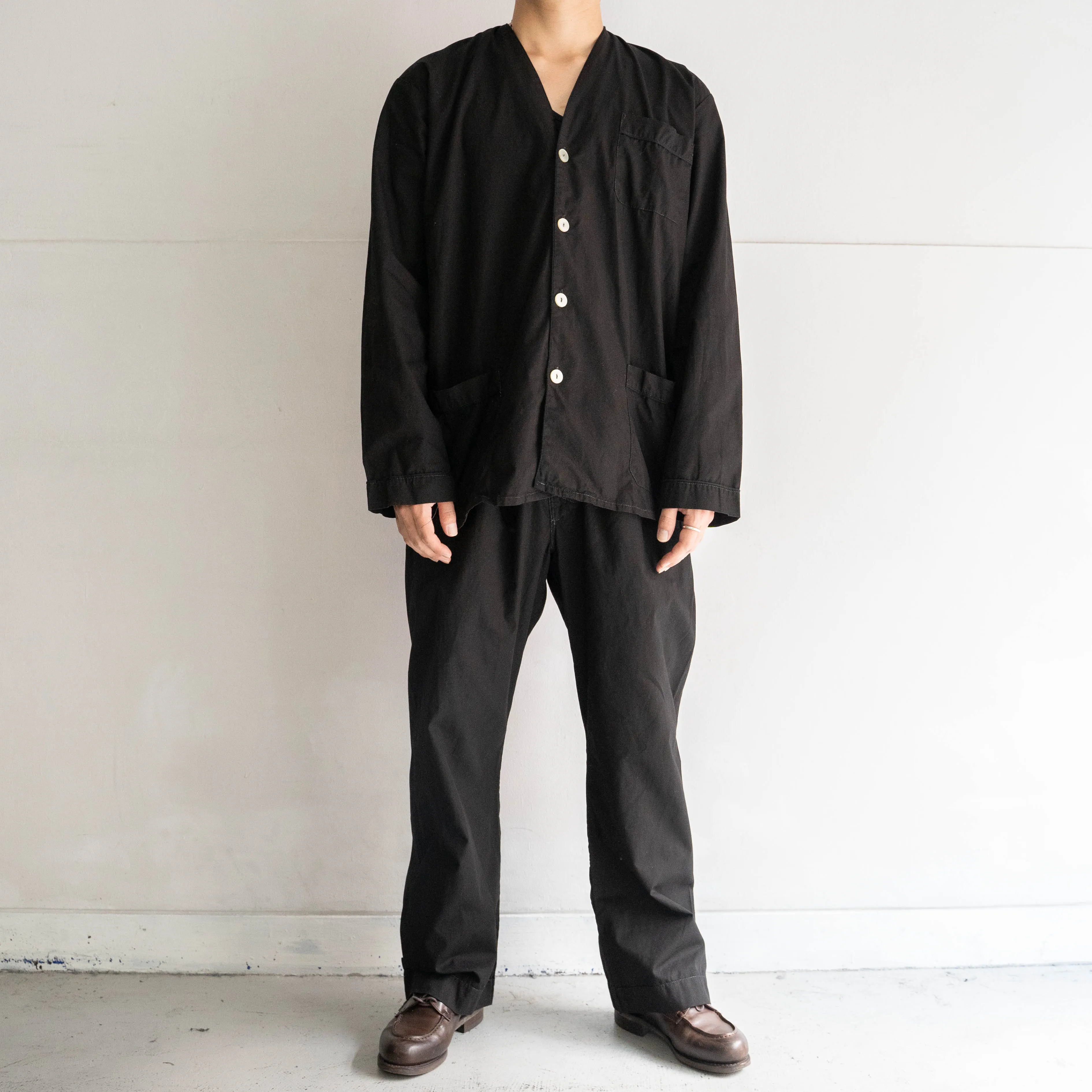 around 1980s Italian military sleeping shirt jacket ’black dyed’ -dead stock-