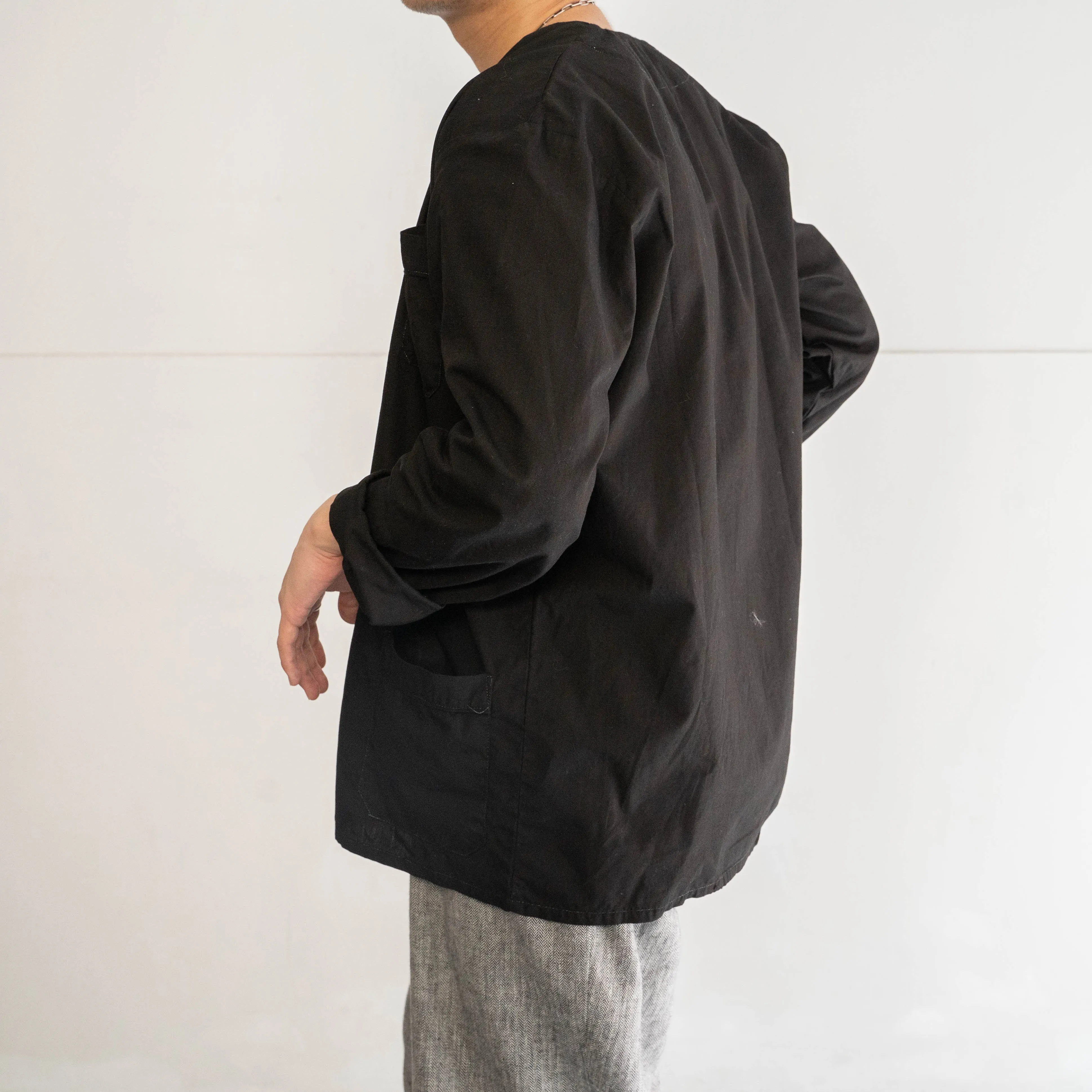 around 1980s Italian military sleeping shirt jacket ’black dyed’ -dead stock-
