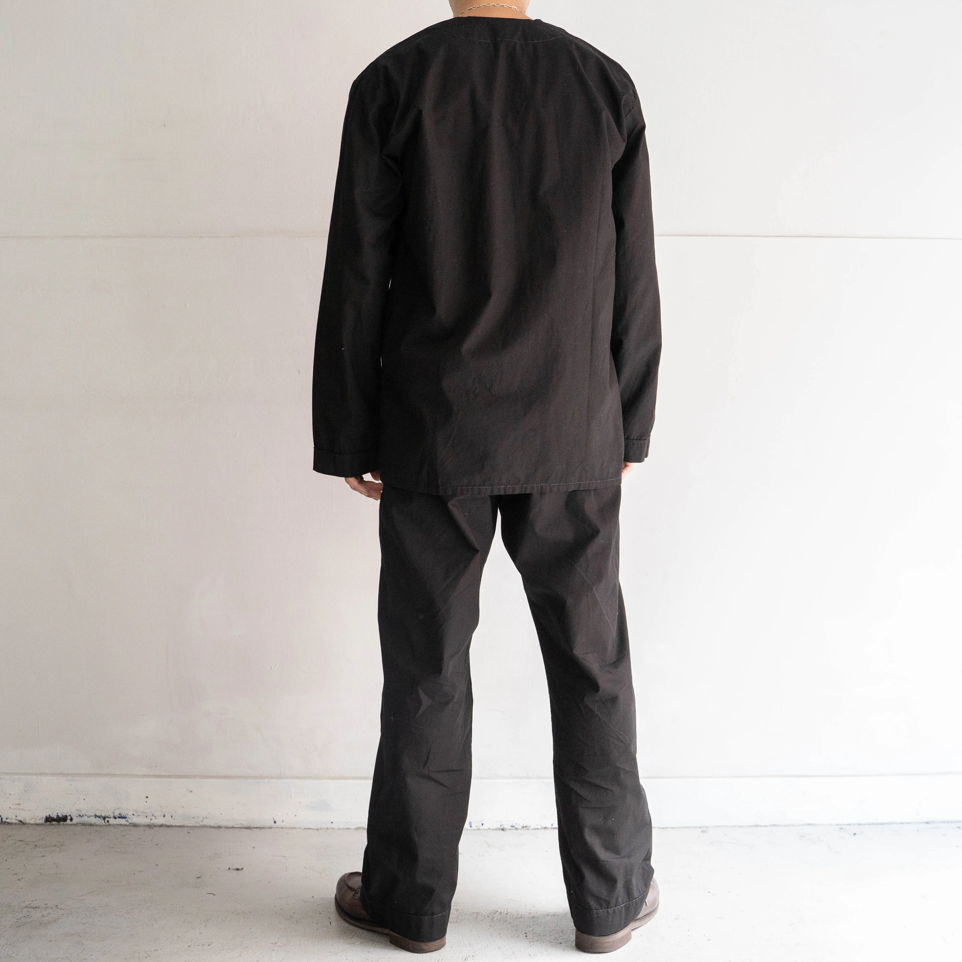 around 1980s Italian military sleeping shirt jacket ’black dyed’ -dead stock-