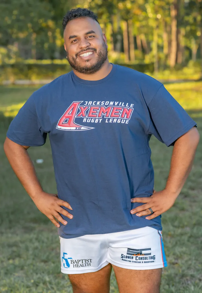Axemen Logo on Navy Blue 100% Cotton T-Shirt