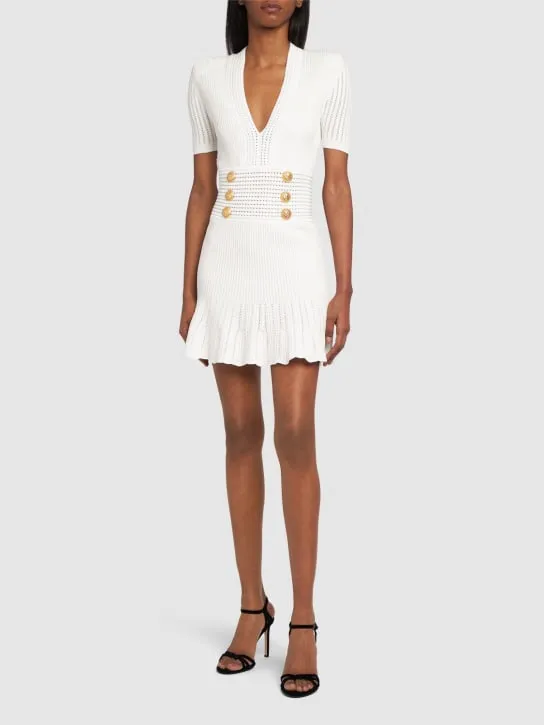 Balmain   Knit viscose mini dress 