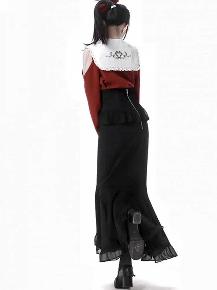 Black High Waist Maxi Mermaid Skirt