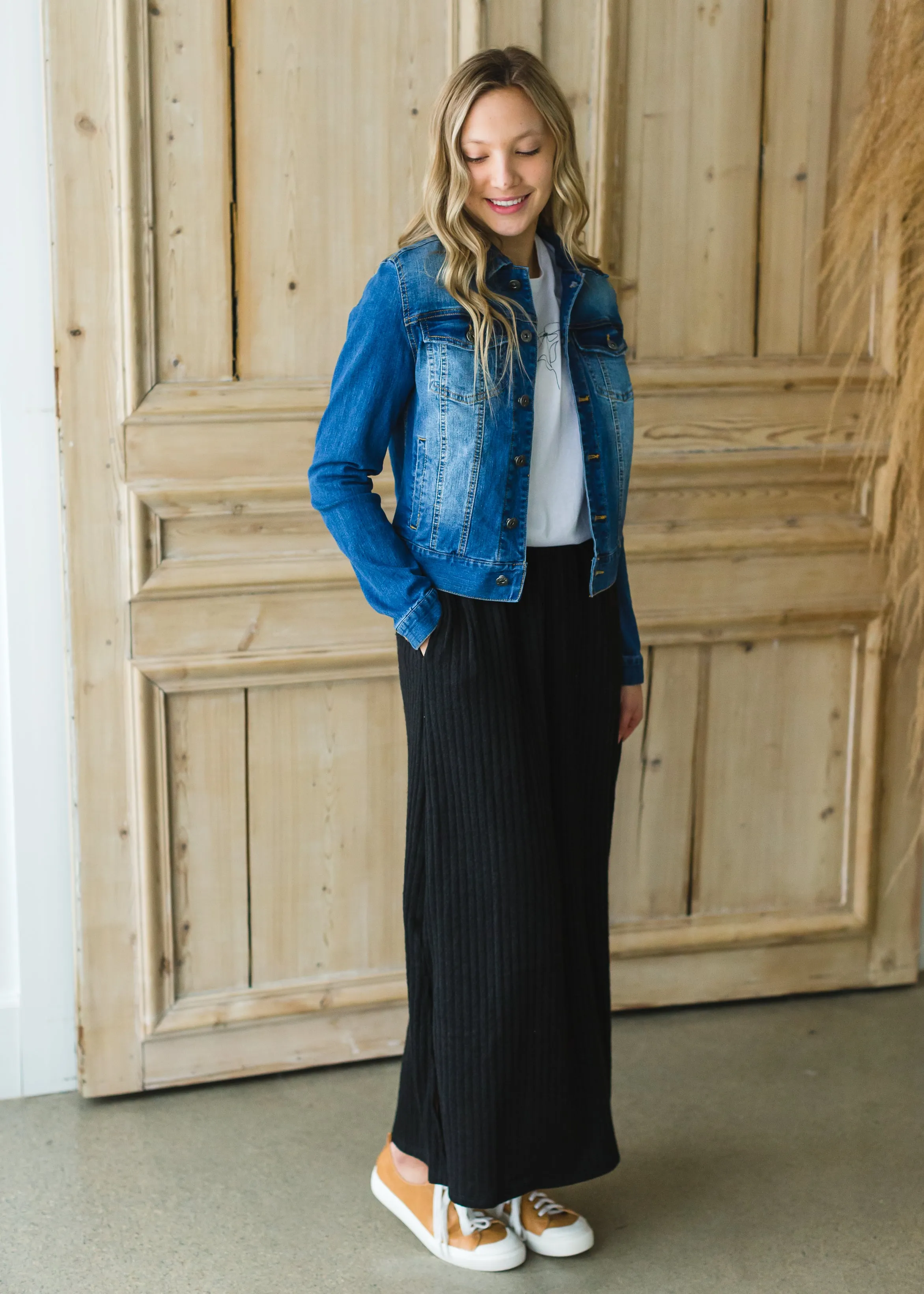 Black Stretch Ribbed Maxi Skirt - FINAL SALE