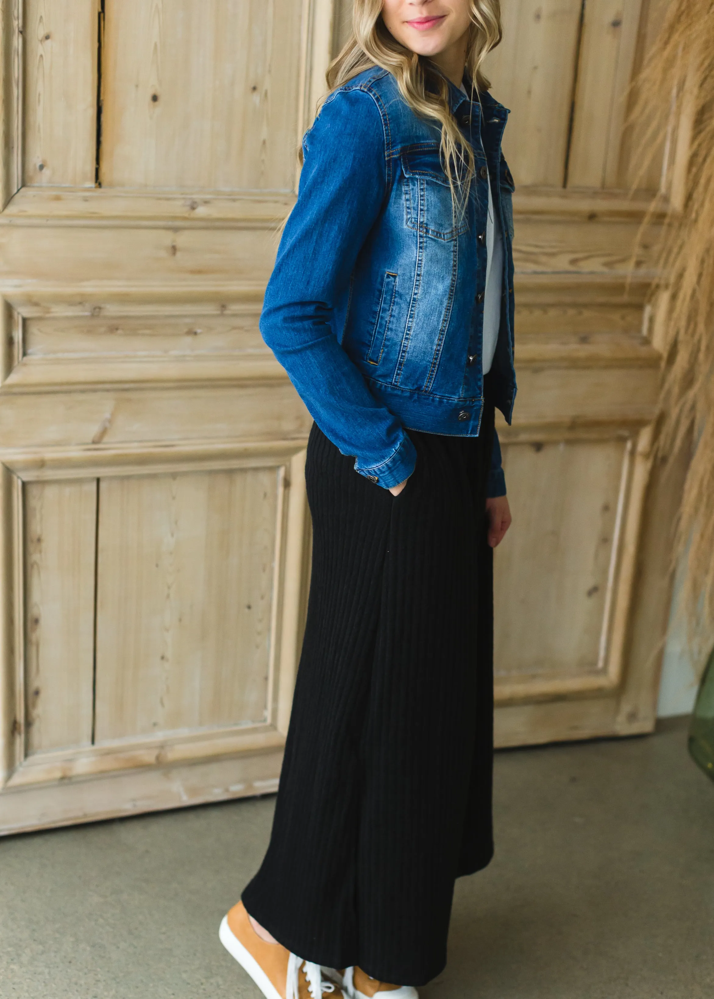 Black Stretch Ribbed Maxi Skirt - FINAL SALE