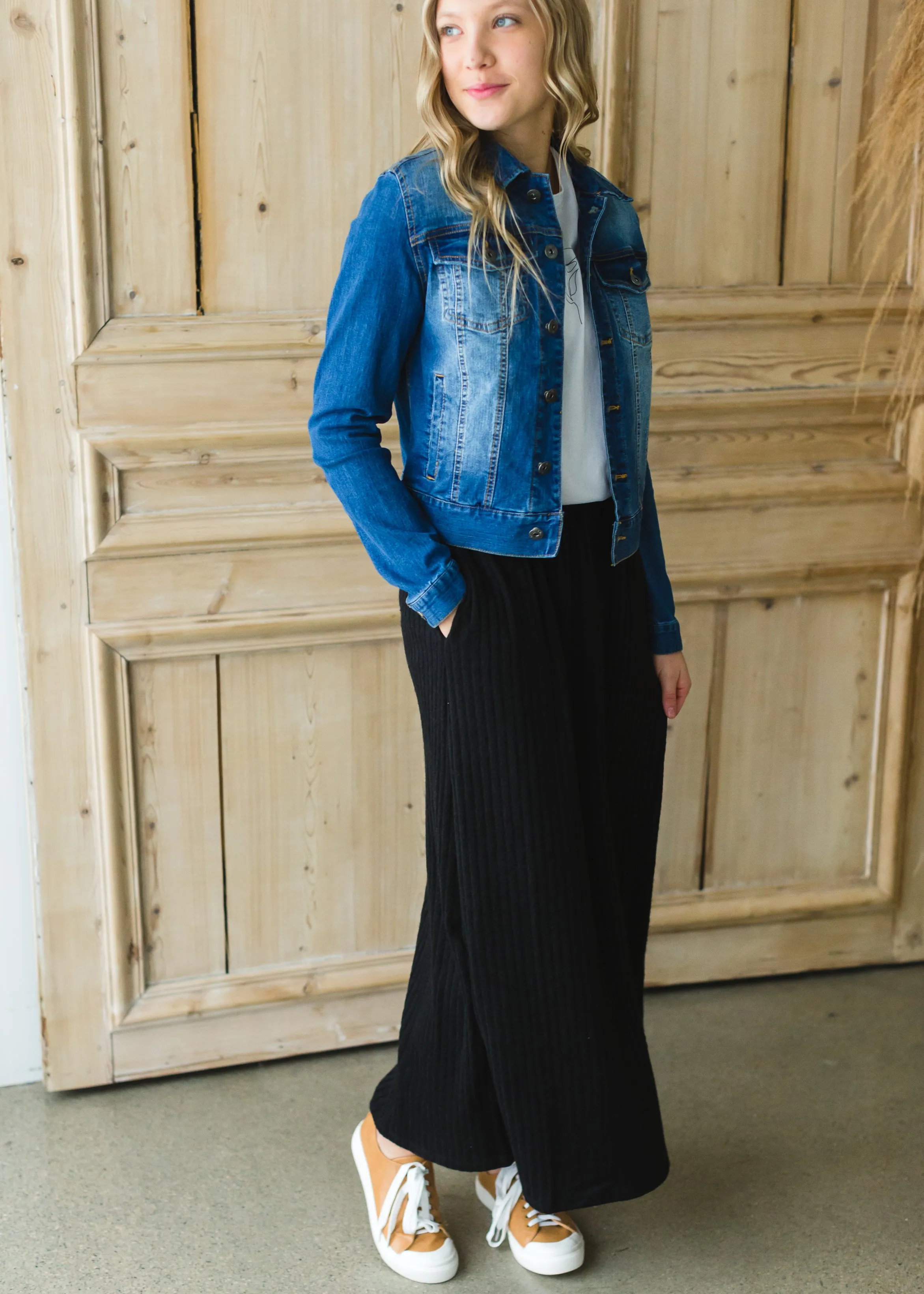 Black Stretch Ribbed Maxi Skirt - FINAL SALE