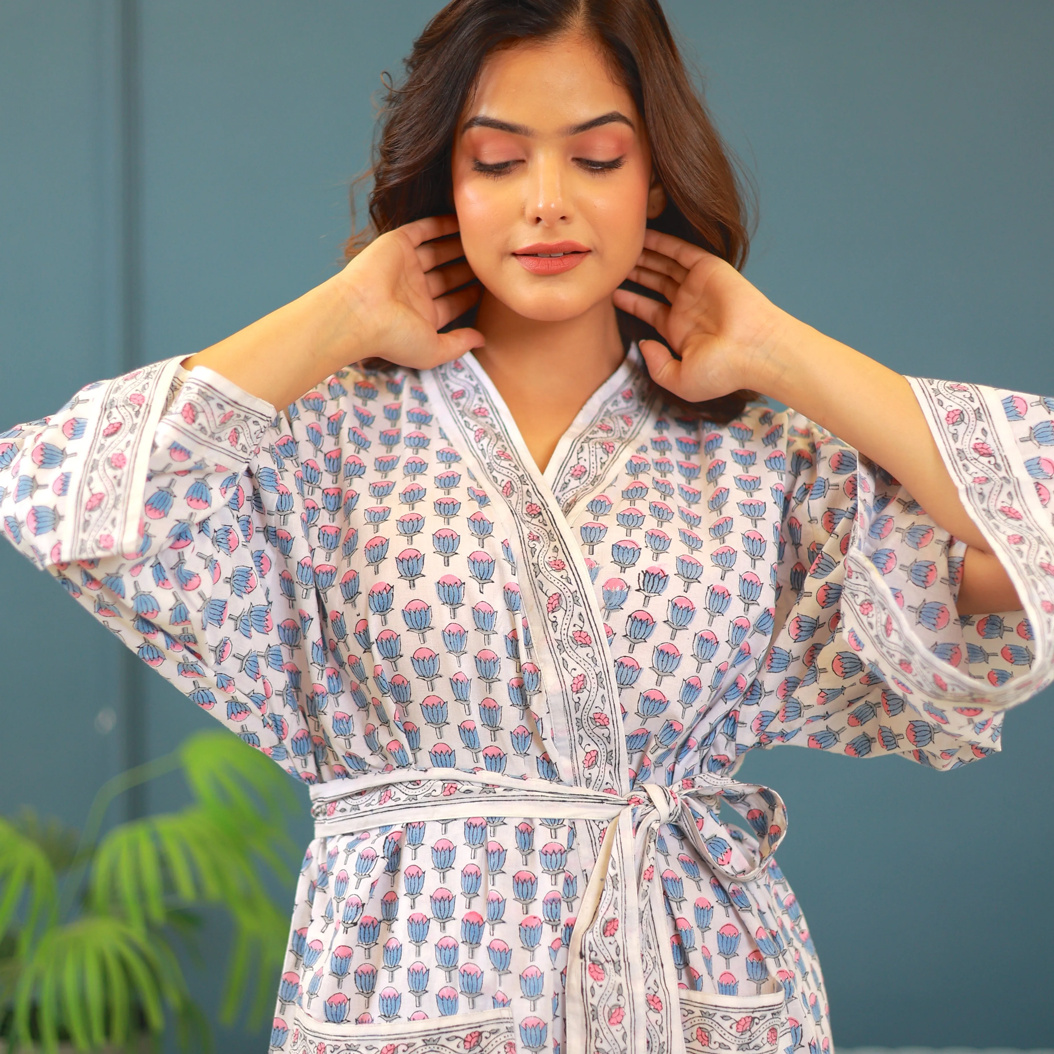 Block Printed Robe: Tulip