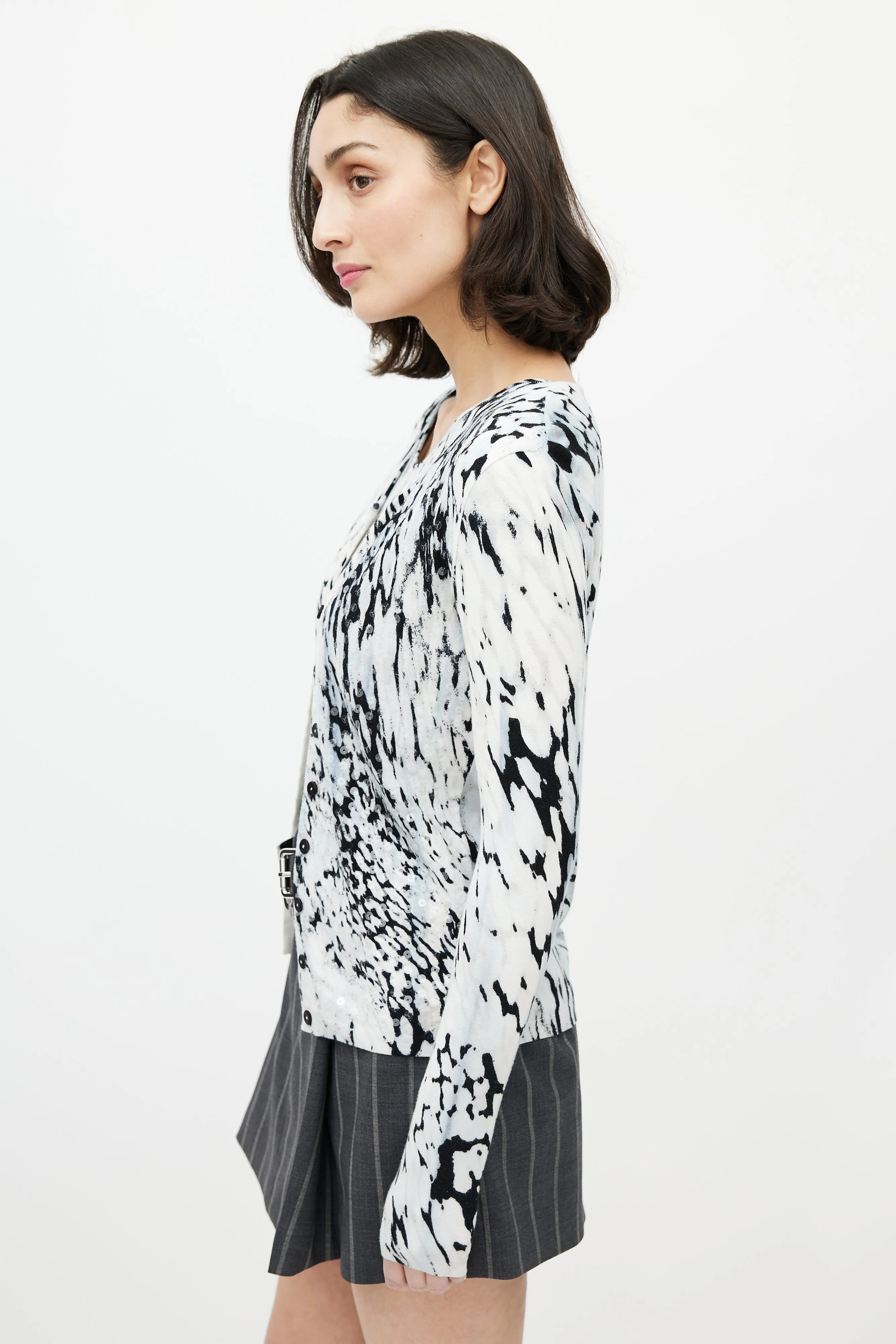 Blue & Black Sequin Tank & Cardi Set