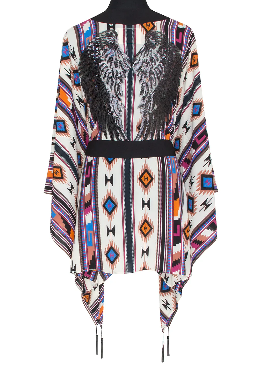 Boho - Blue Navajo Kimono Wings (Black)