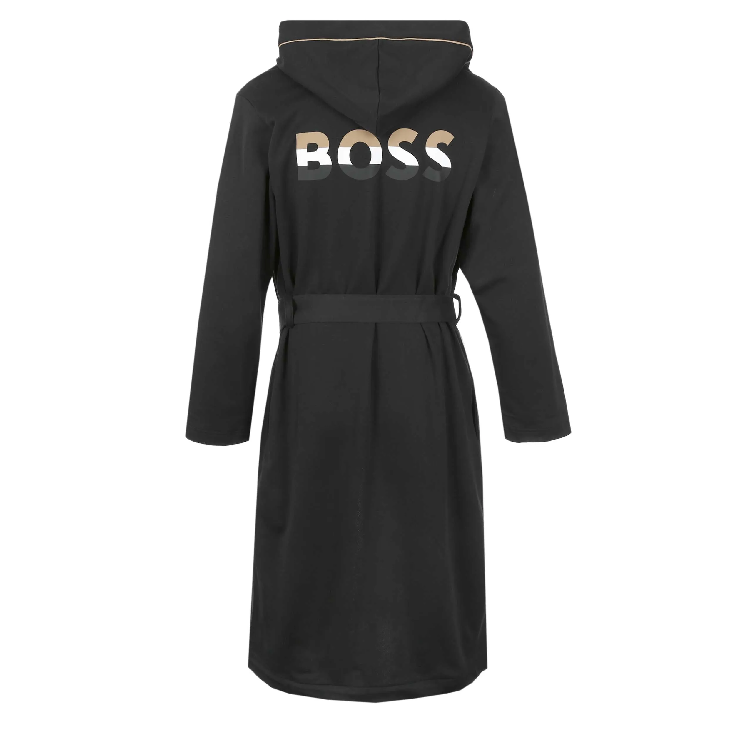 BOSS Iconic Hooded Robe Dressing Gown in Black