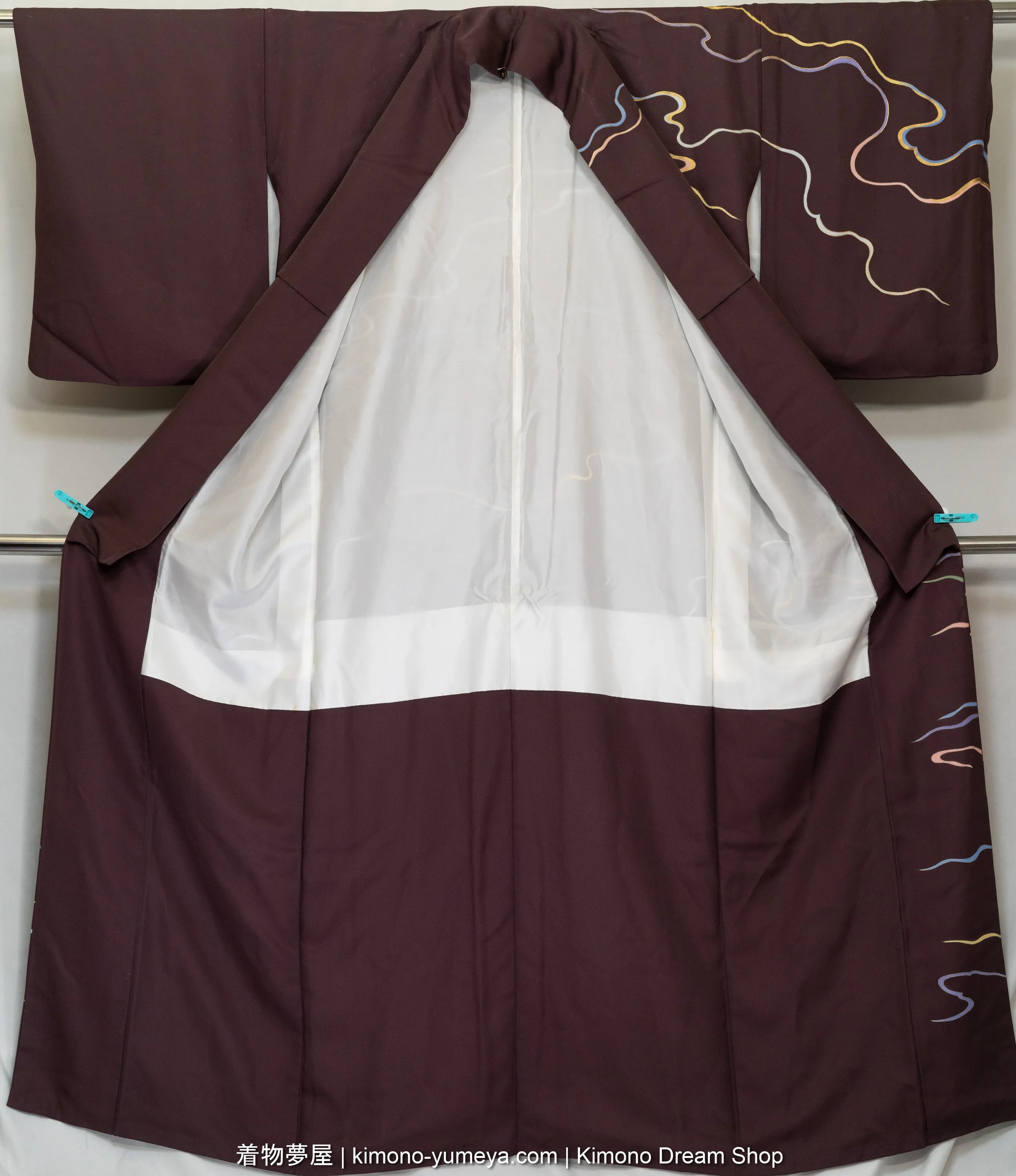 Brown with Abstract Clouds Silk Houmongi