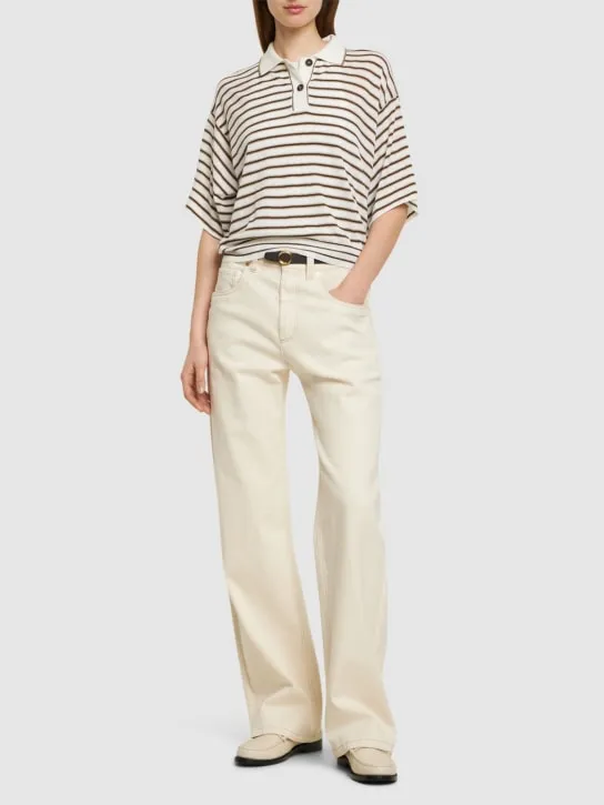 Brunello Cucinelli   Wool knit short sleeve polo sweater 