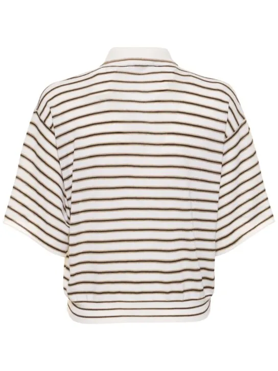 Brunello Cucinelli   Wool knit short sleeve polo sweater 