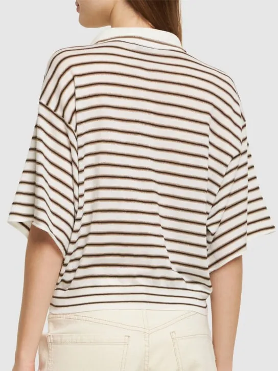 Brunello Cucinelli   Wool knit short sleeve polo sweater 