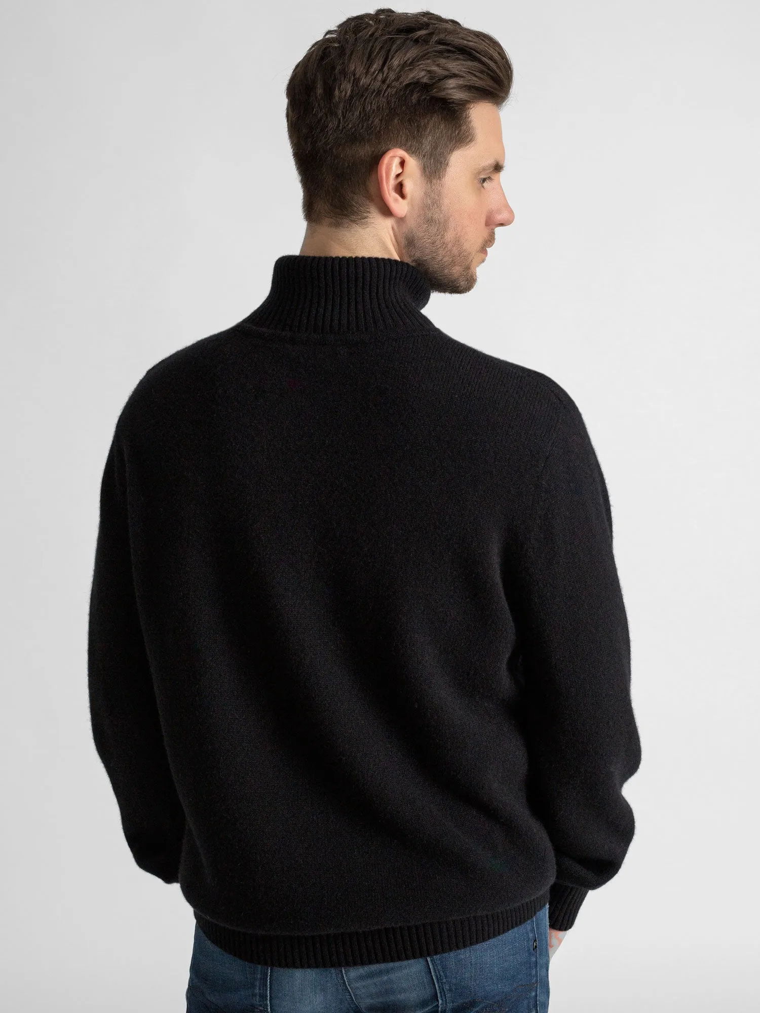 Cashmere sweater men "Frost polo" - black