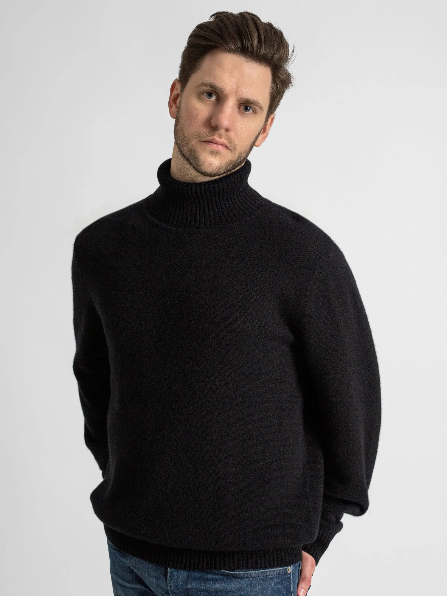 Cashmere sweater men "Frost polo" - black