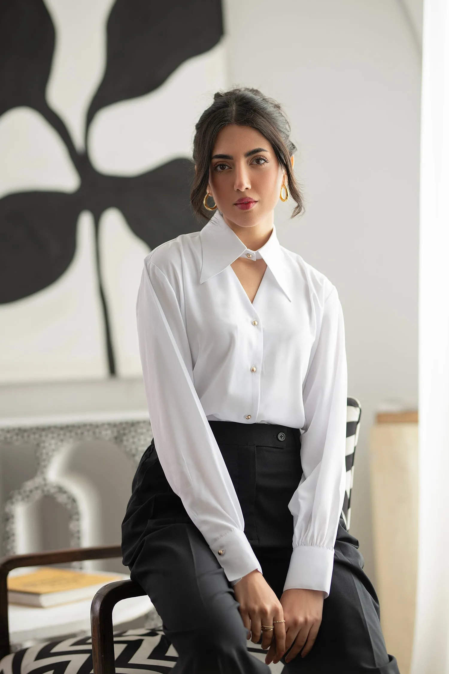 Collar Cut Out Blouse