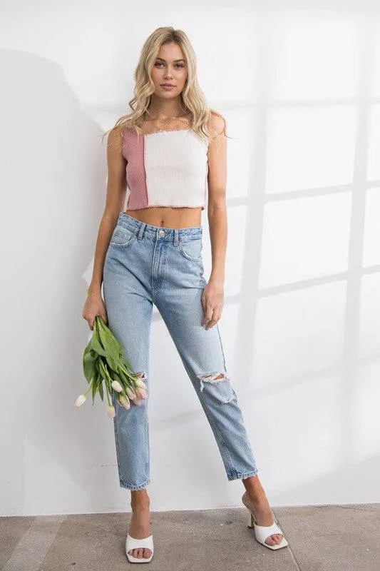 Color Blocked Crop Top