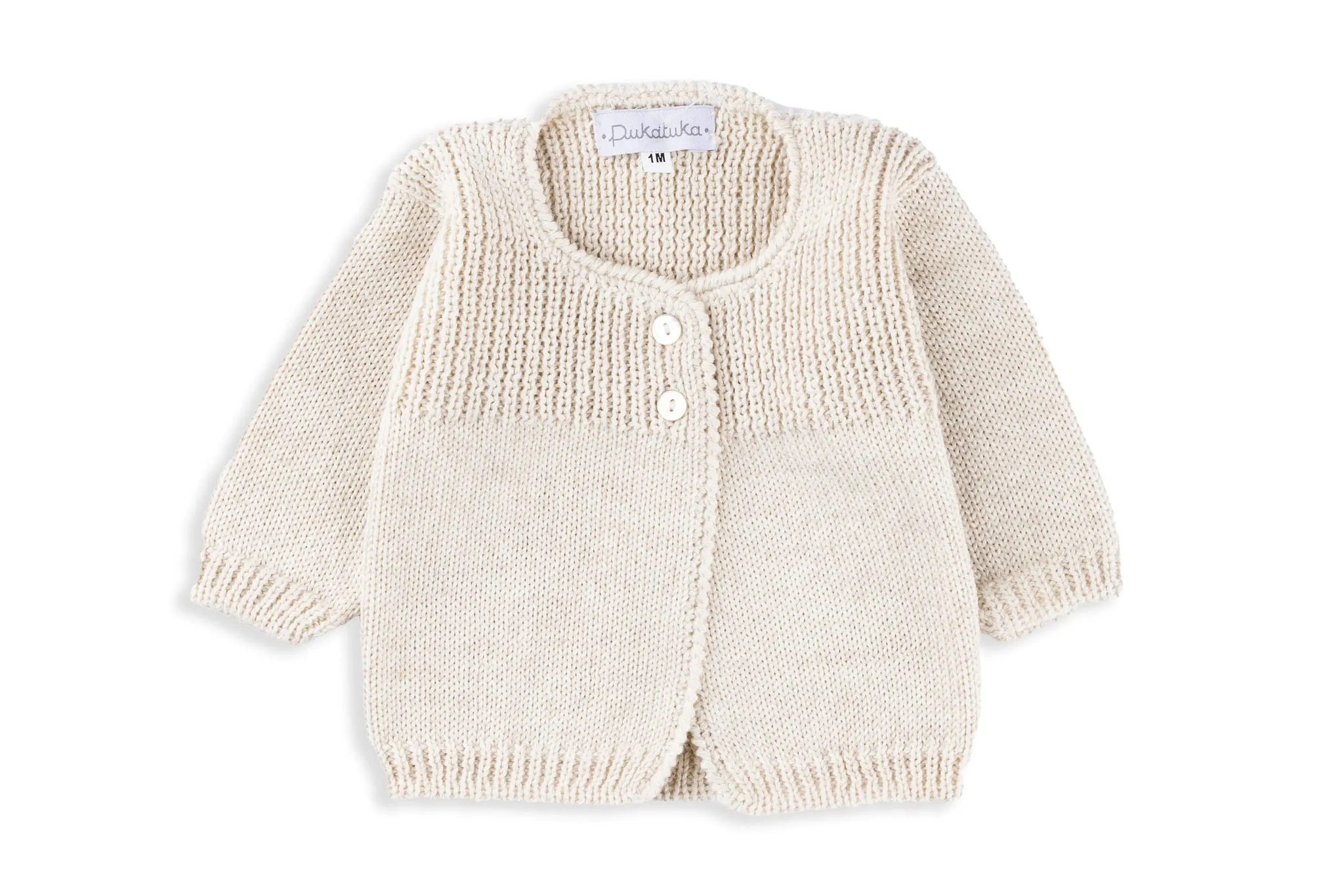 Cozy Sand Unisex Wool Cable Detail Baby Cardigan