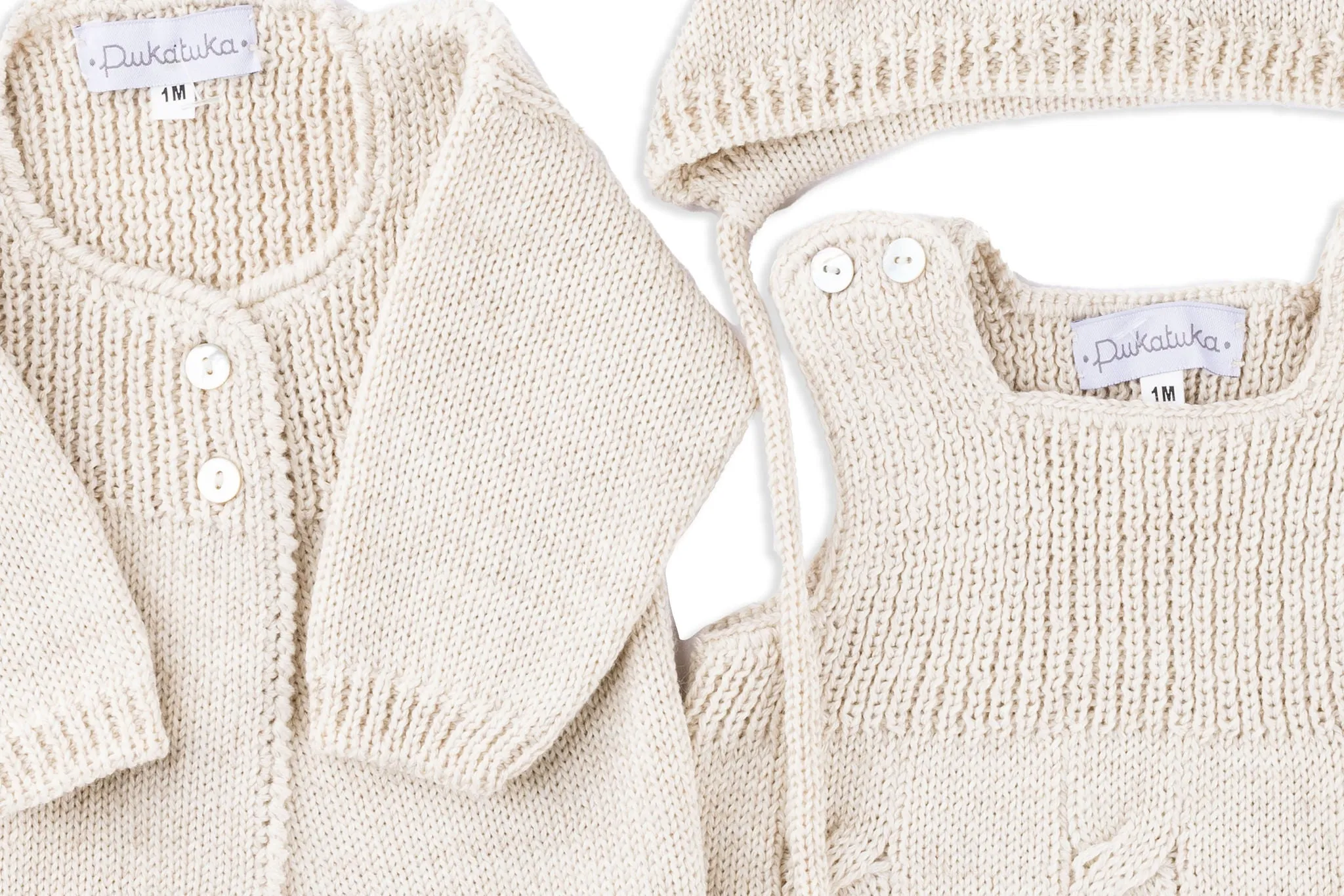 Cozy Sand Unisex Wool Cable Detail Baby Cardigan