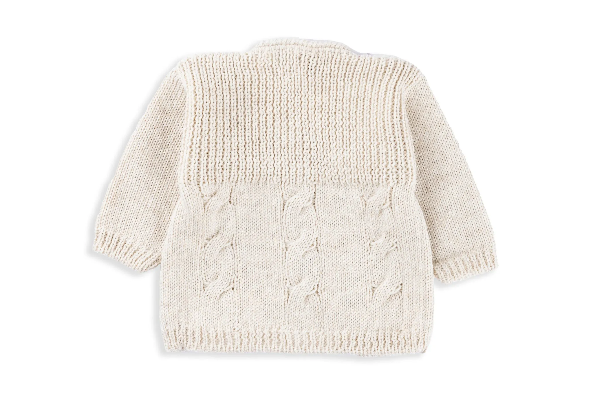 Cozy Sand Unisex Wool Cable Detail Baby Cardigan