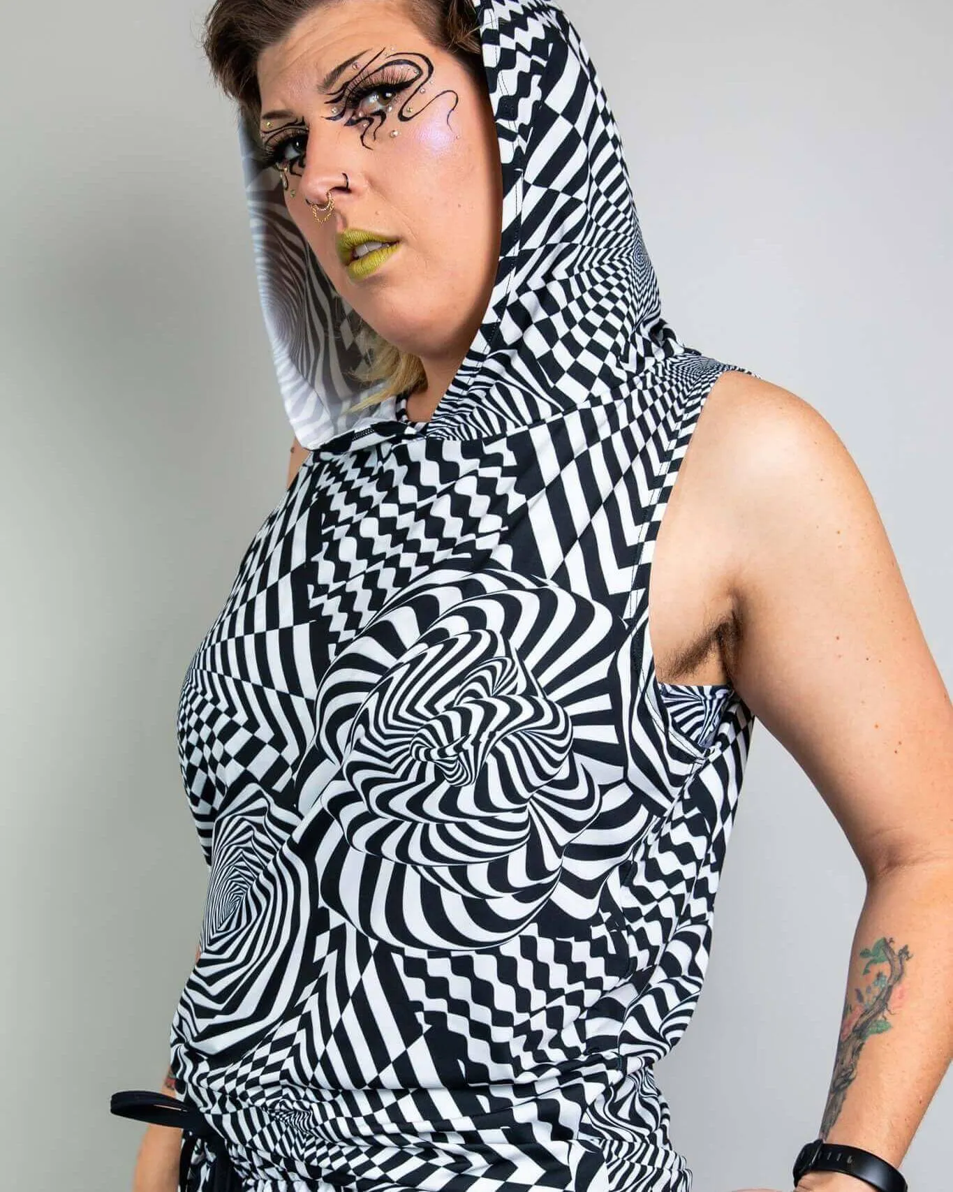 Distortion Tank Top with Hood