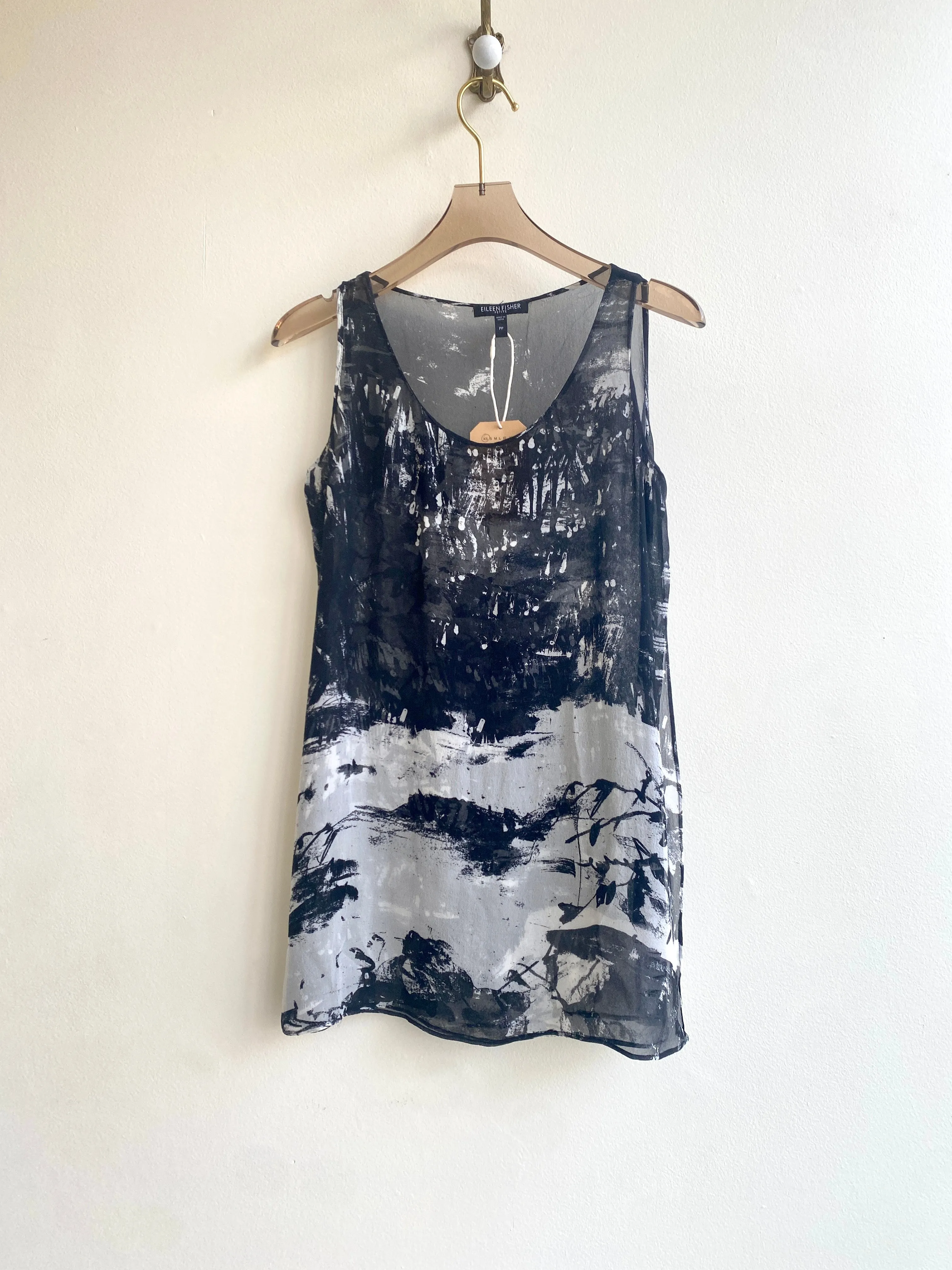 Eileen Fisher | Black & White Abstract Tank Top (Vintage)