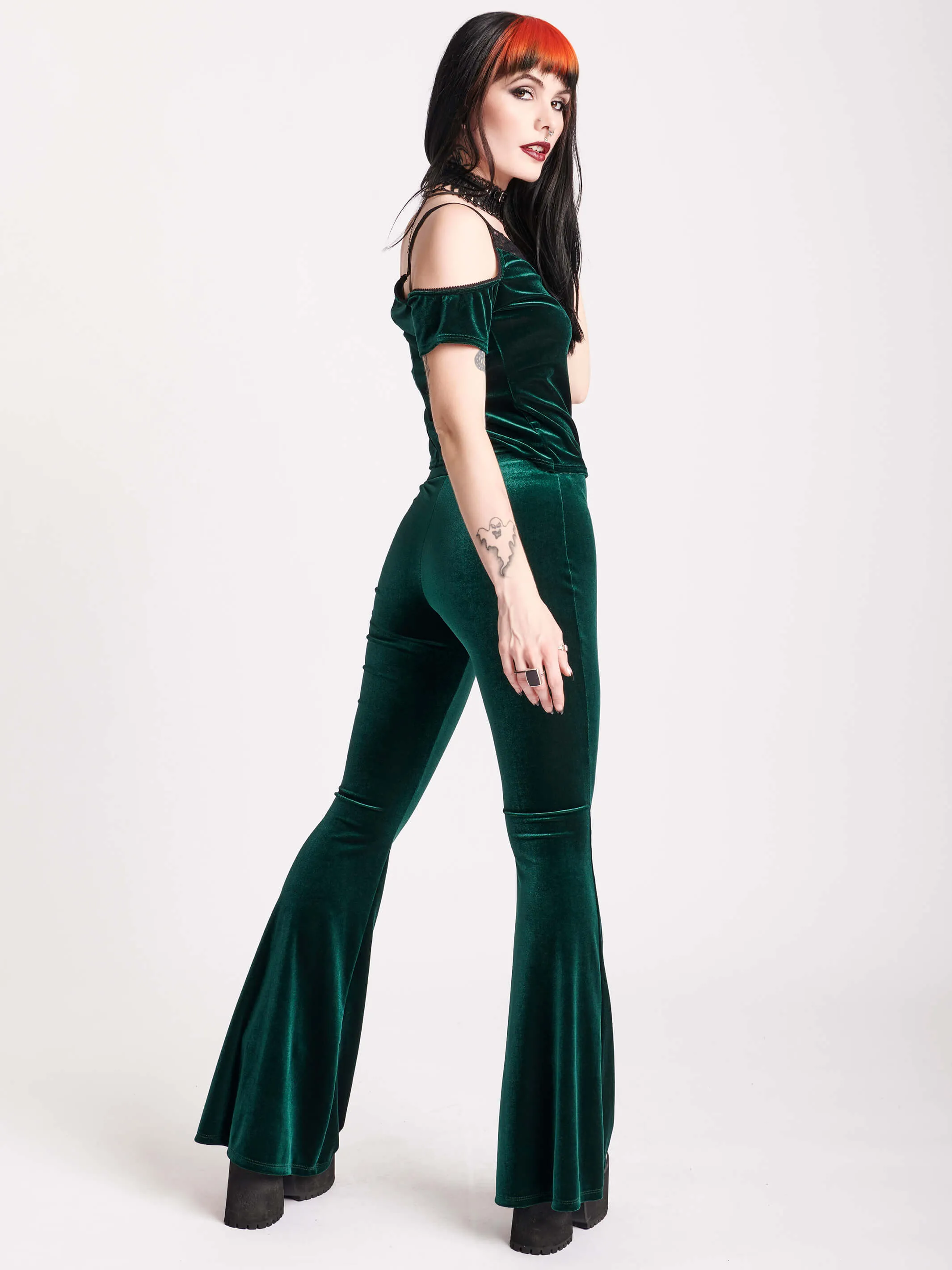 Emerald Velvet Lace Top