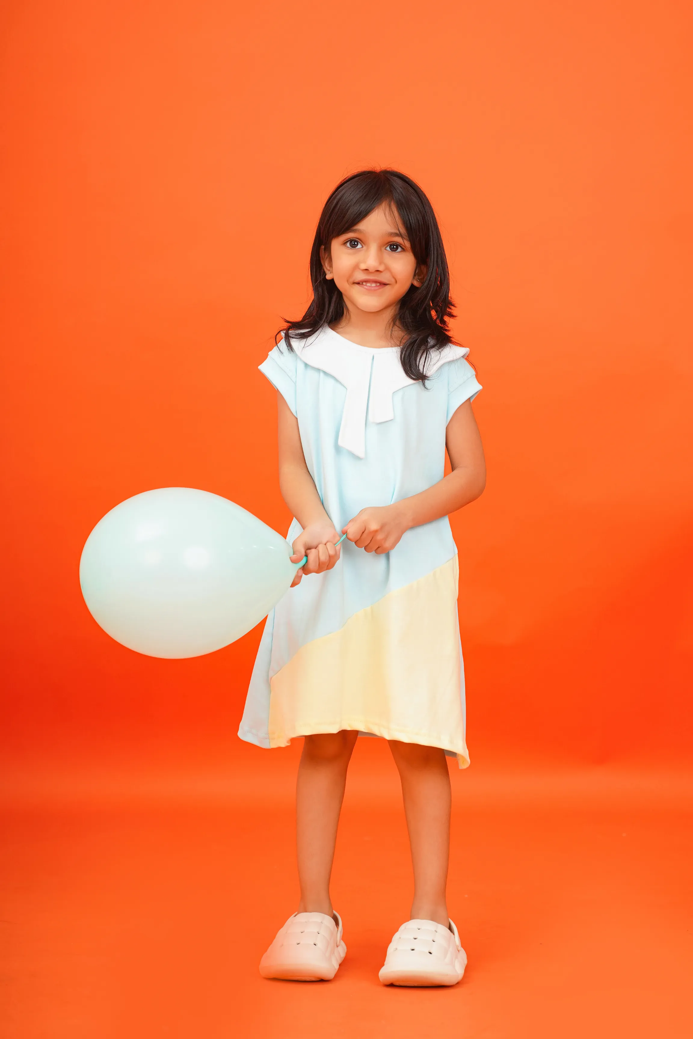 Girls Rachel Summer Knit Dress - Blue & Yellow